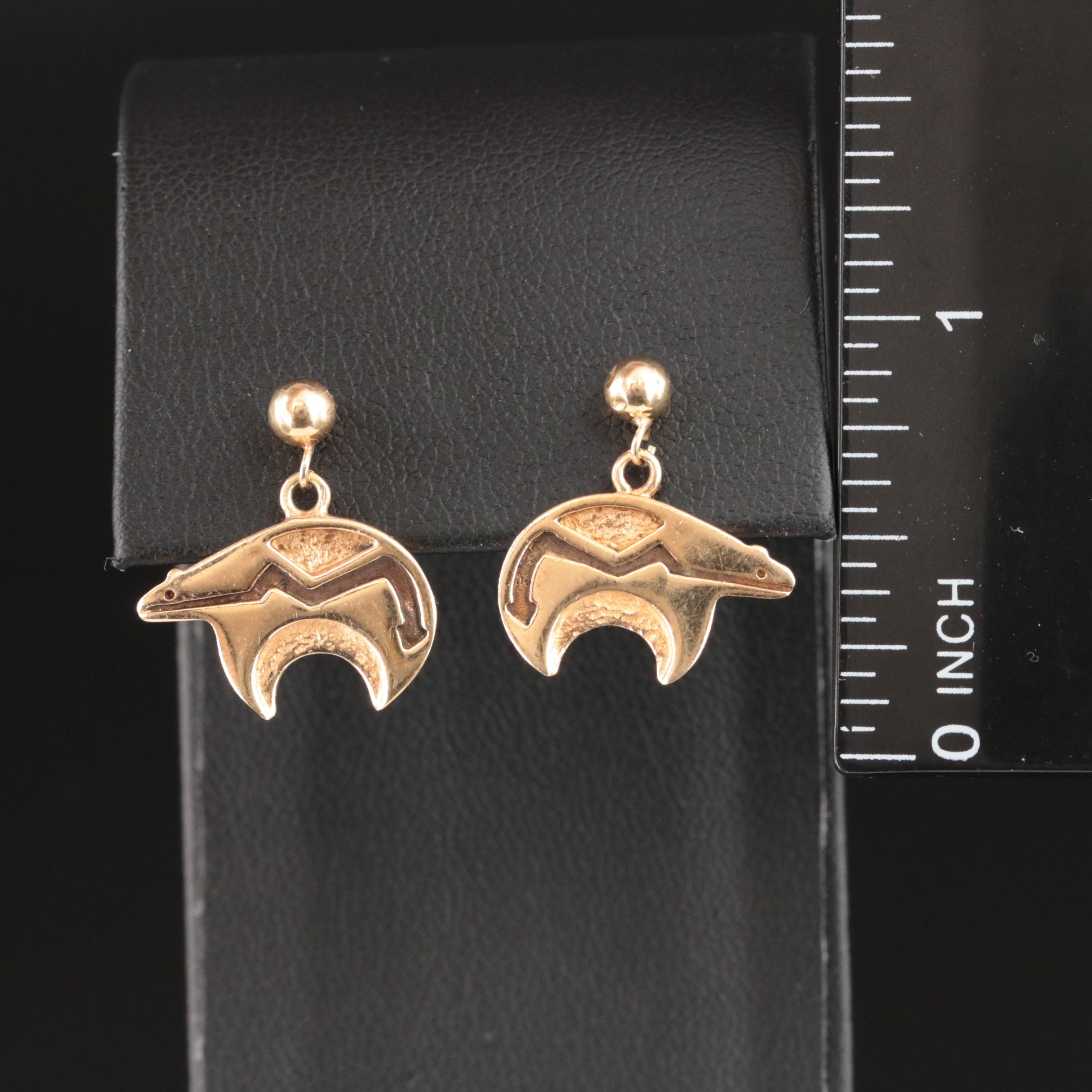 14K Spirit Bear Earrings