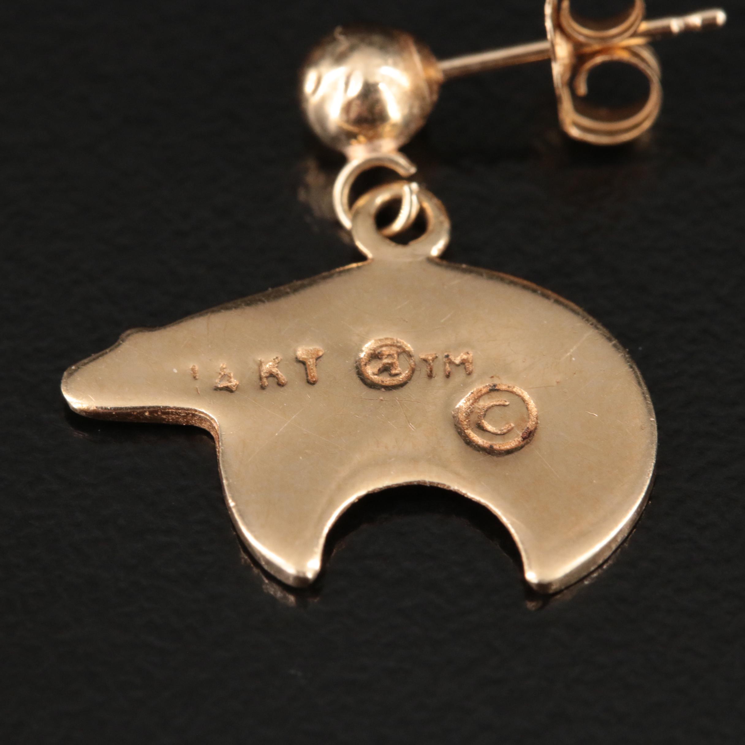 14K Spirit Bear Earrings