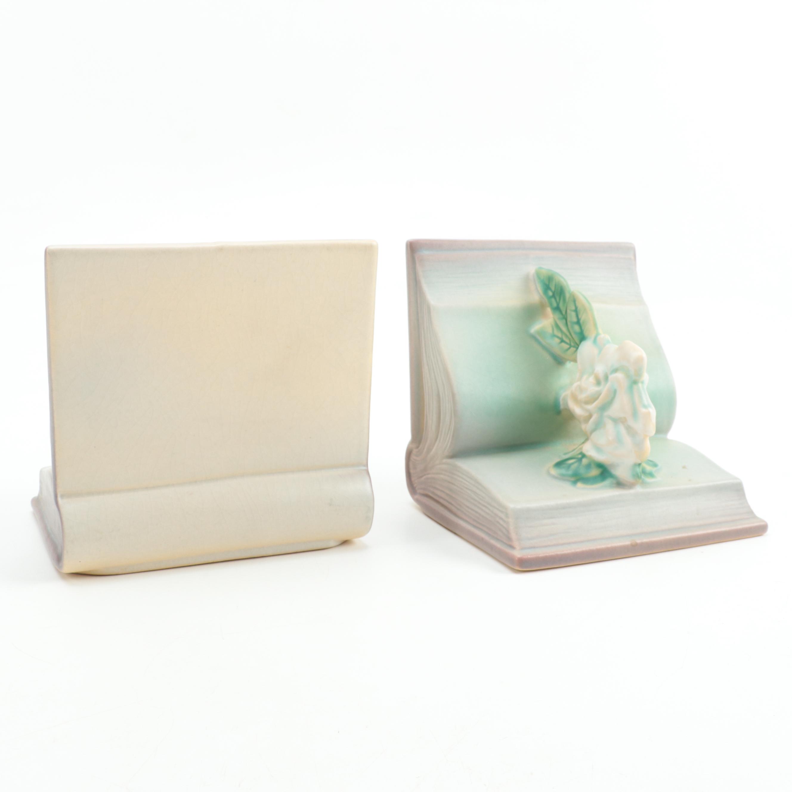 Roseville Pottery "Gardenia" Bookends and Planter Box, Mid-20th Century