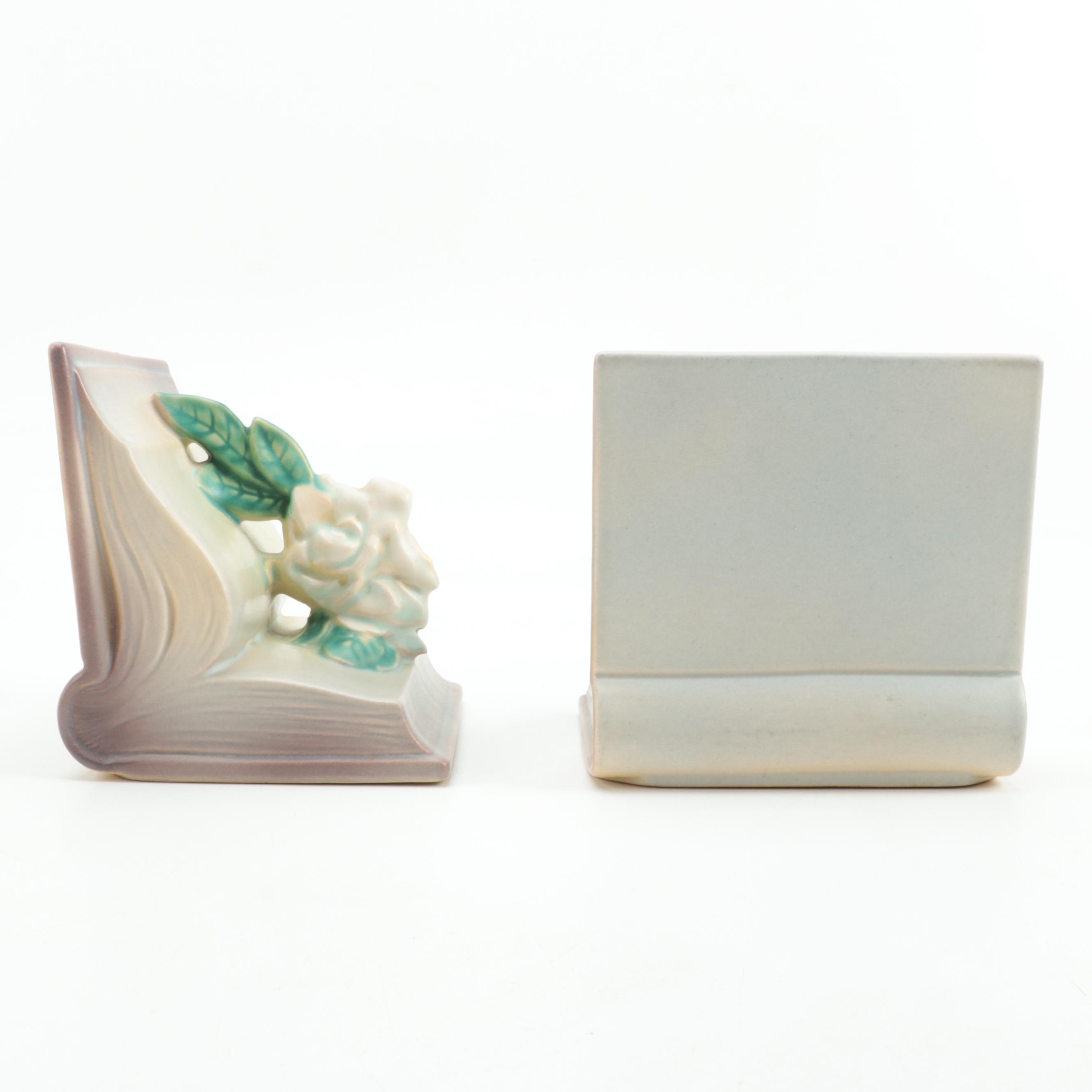 Roseville Pottery "Gardenia" Bookends and Planter Box, Mid-20th Century