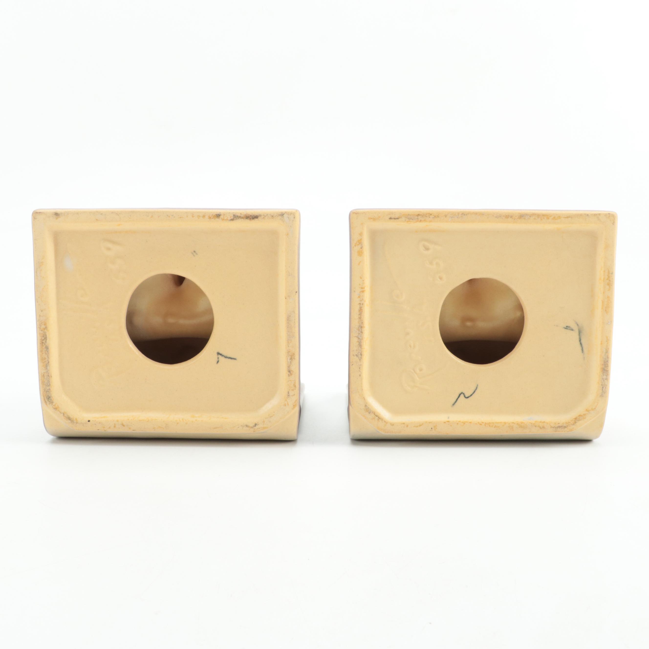 Roseville Pottery "Gardenia" Bookends and Planter Box, Mid-20th Century