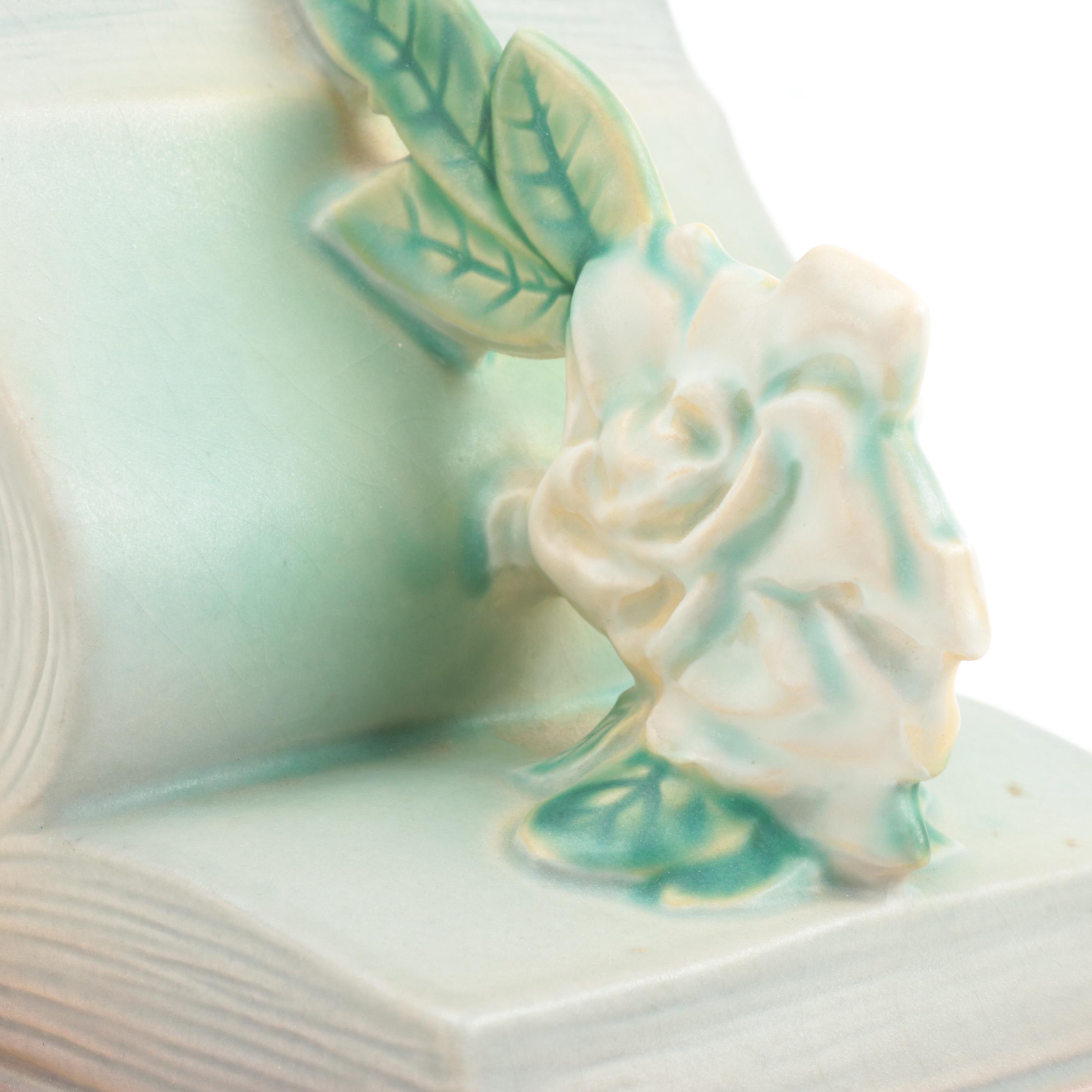 Roseville Pottery "Gardenia" Bookends and Planter Box, Mid-20th Century