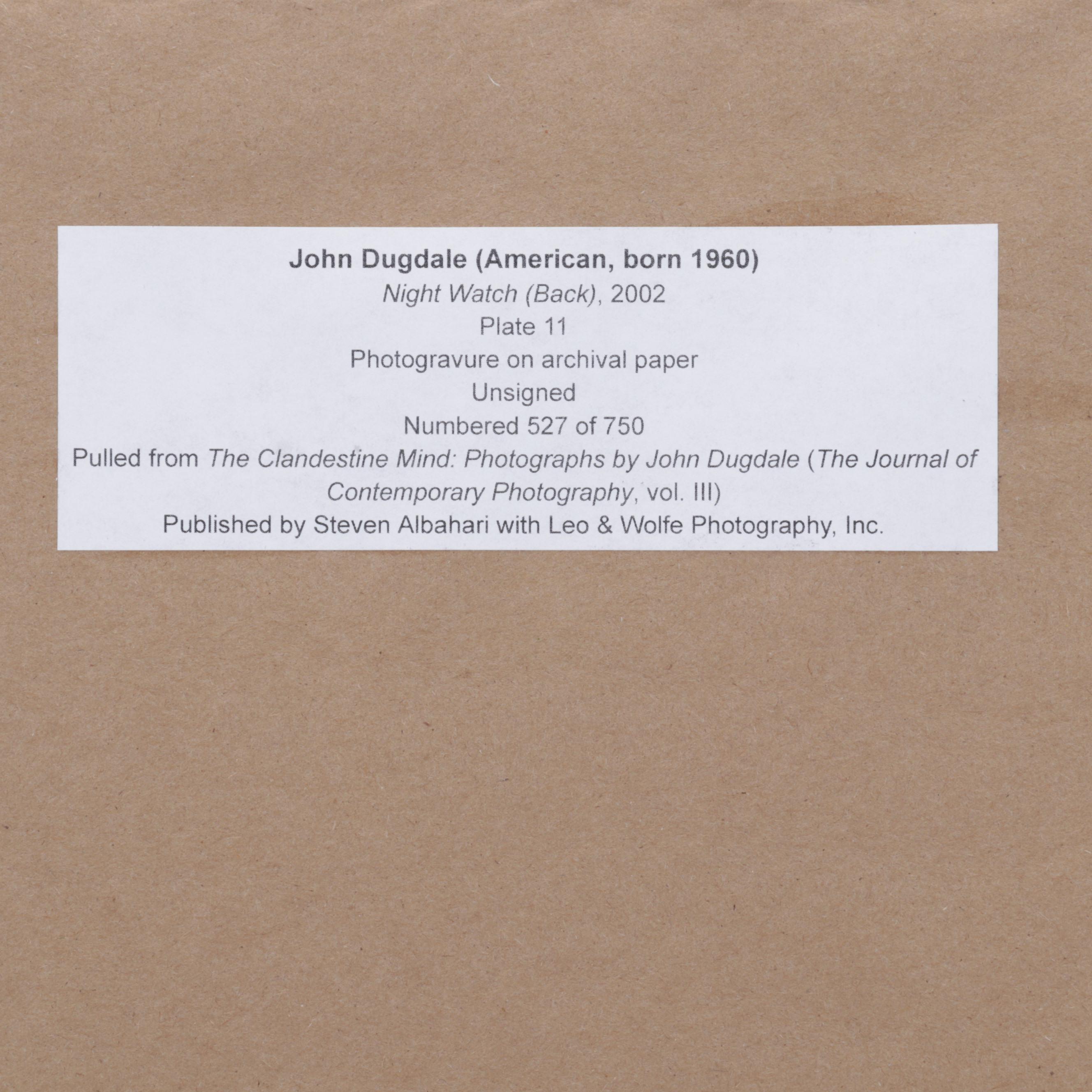 John Dugdale Photogravure "Night Watch (Back)" From "The Clandestine Mind," 2002