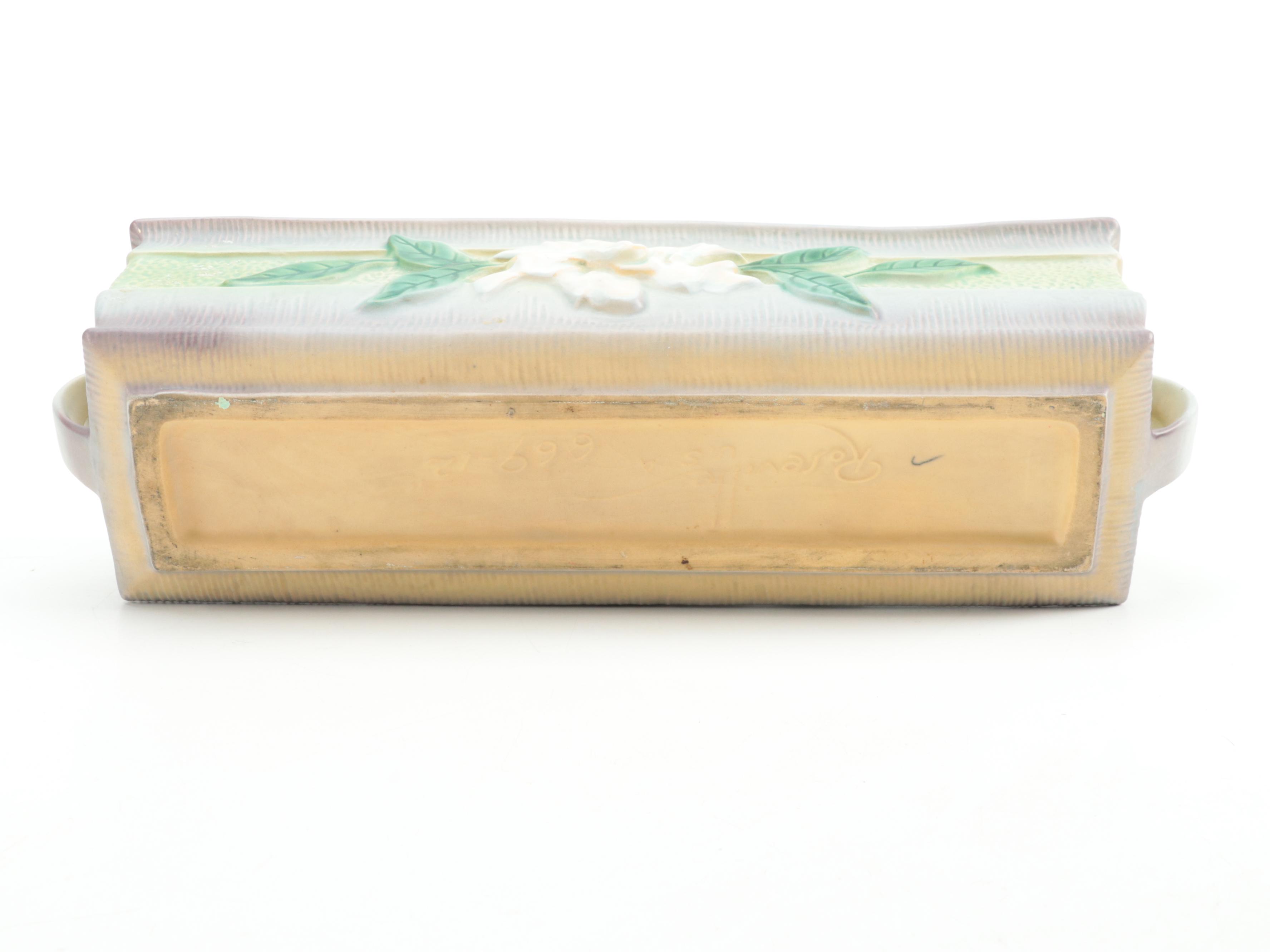 Roseville Pottery "Gardenia" Bookends and Planter Box, Mid-20th Century