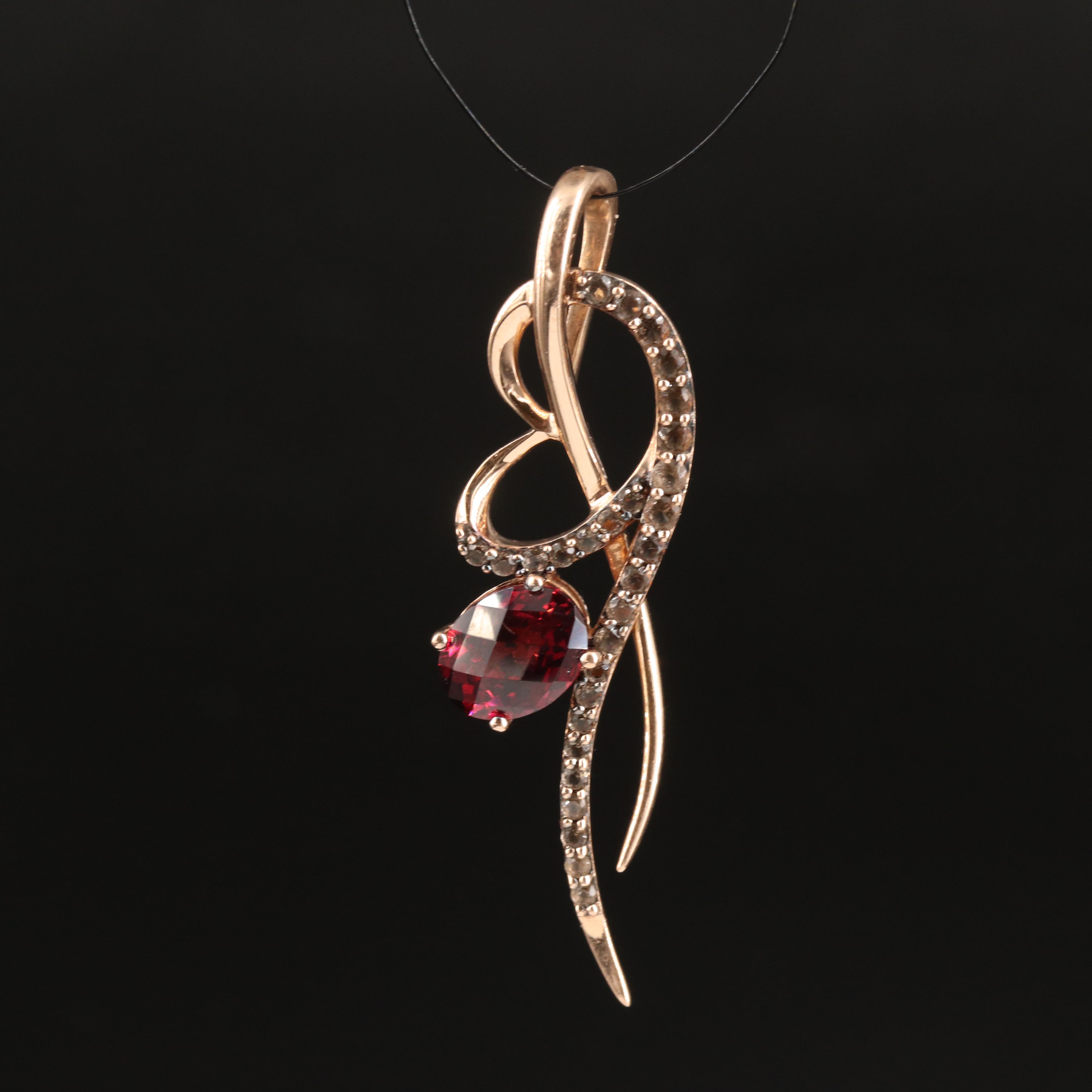 Le Vian 14K Rose Gold Rhodolite Garnet and Smoky Quartz Pendant