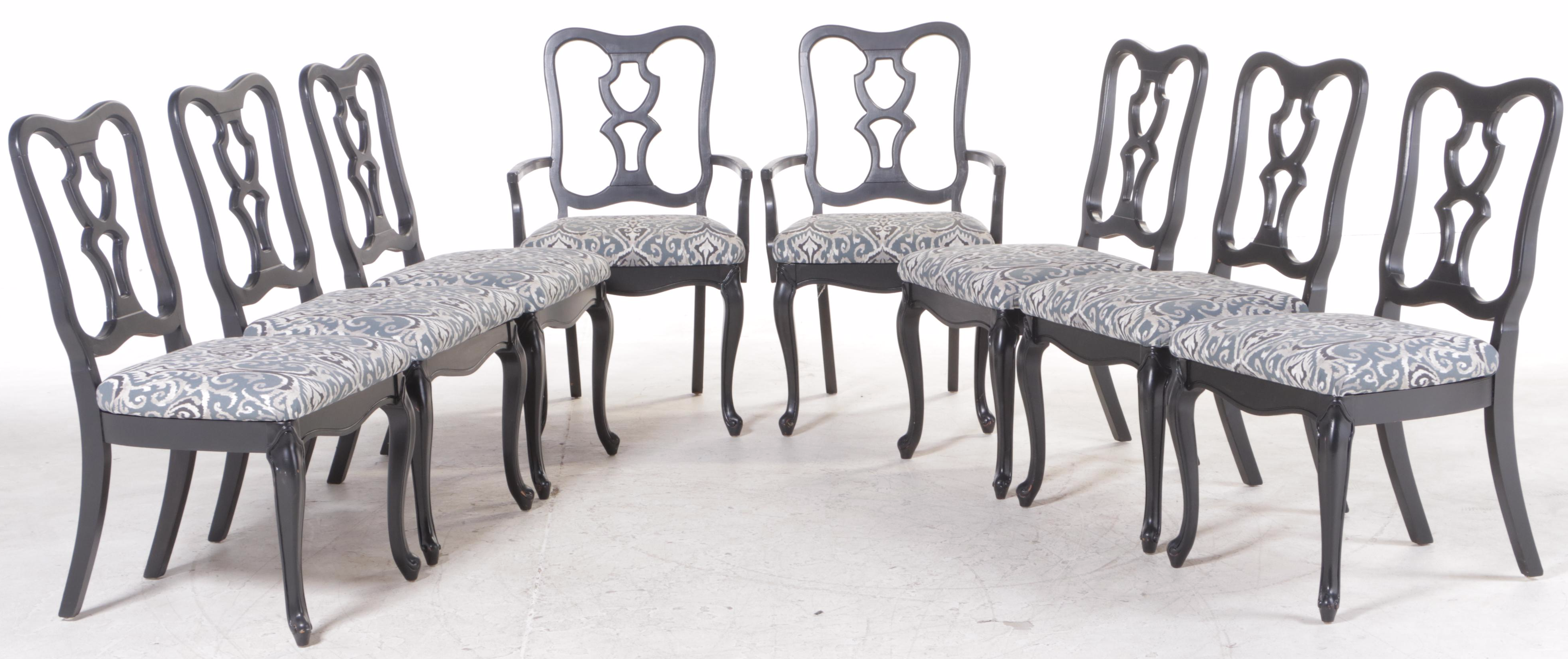 Nine-Piece French Provincial Style Ebonized Dining Set