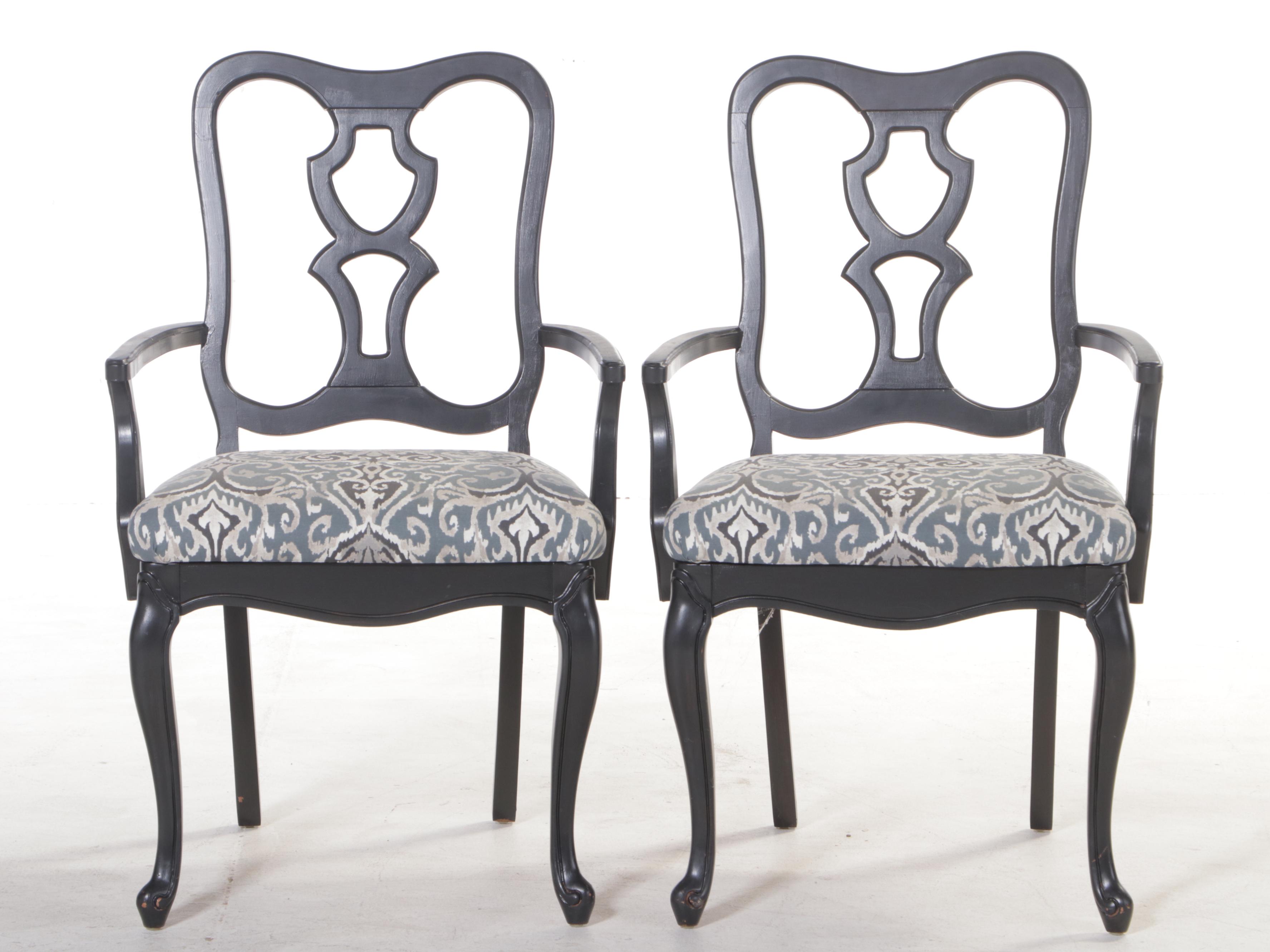 Nine-Piece French Provincial Style Ebonized Dining Set