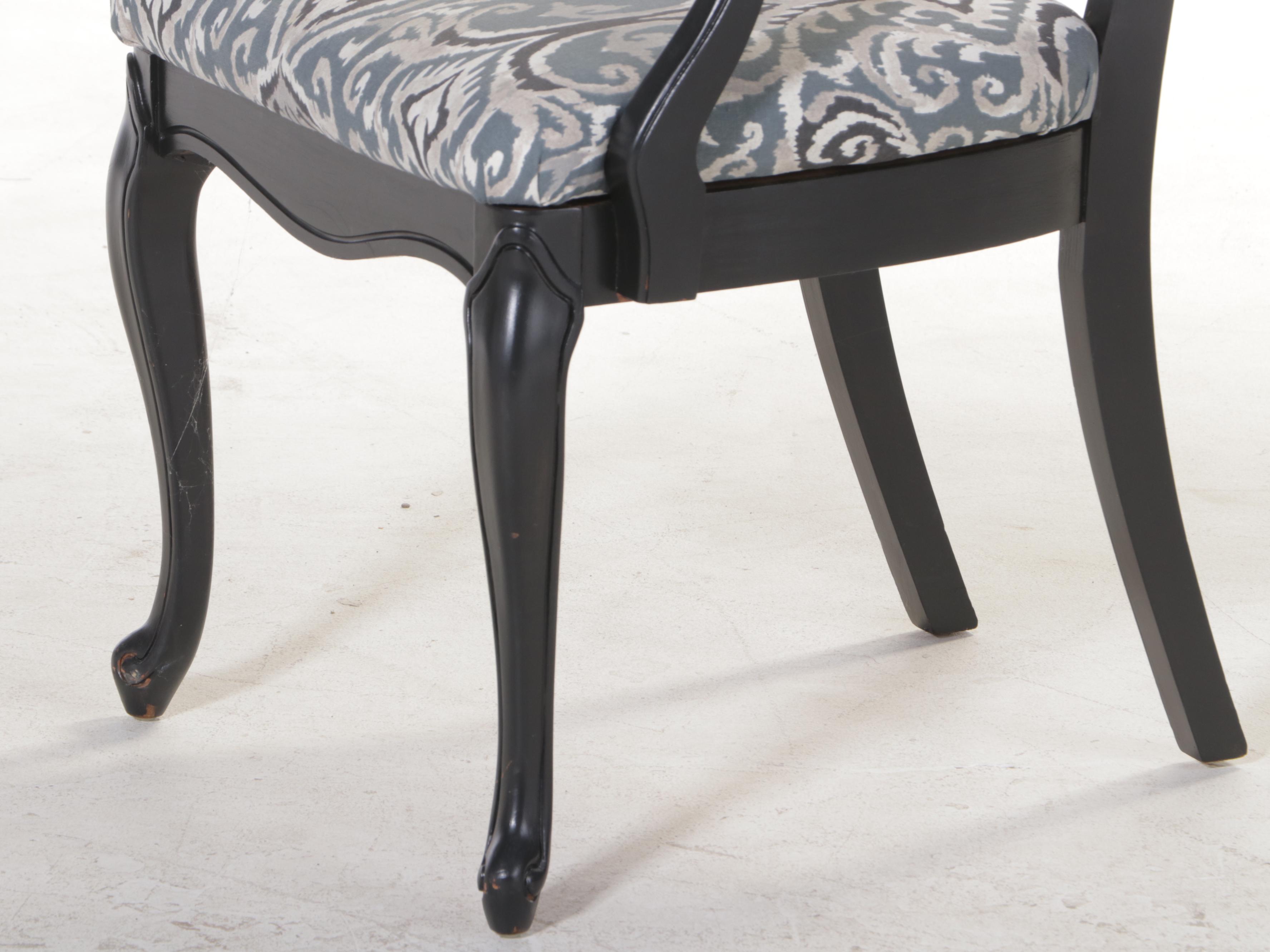 Nine-Piece French Provincial Style Ebonized Dining Set