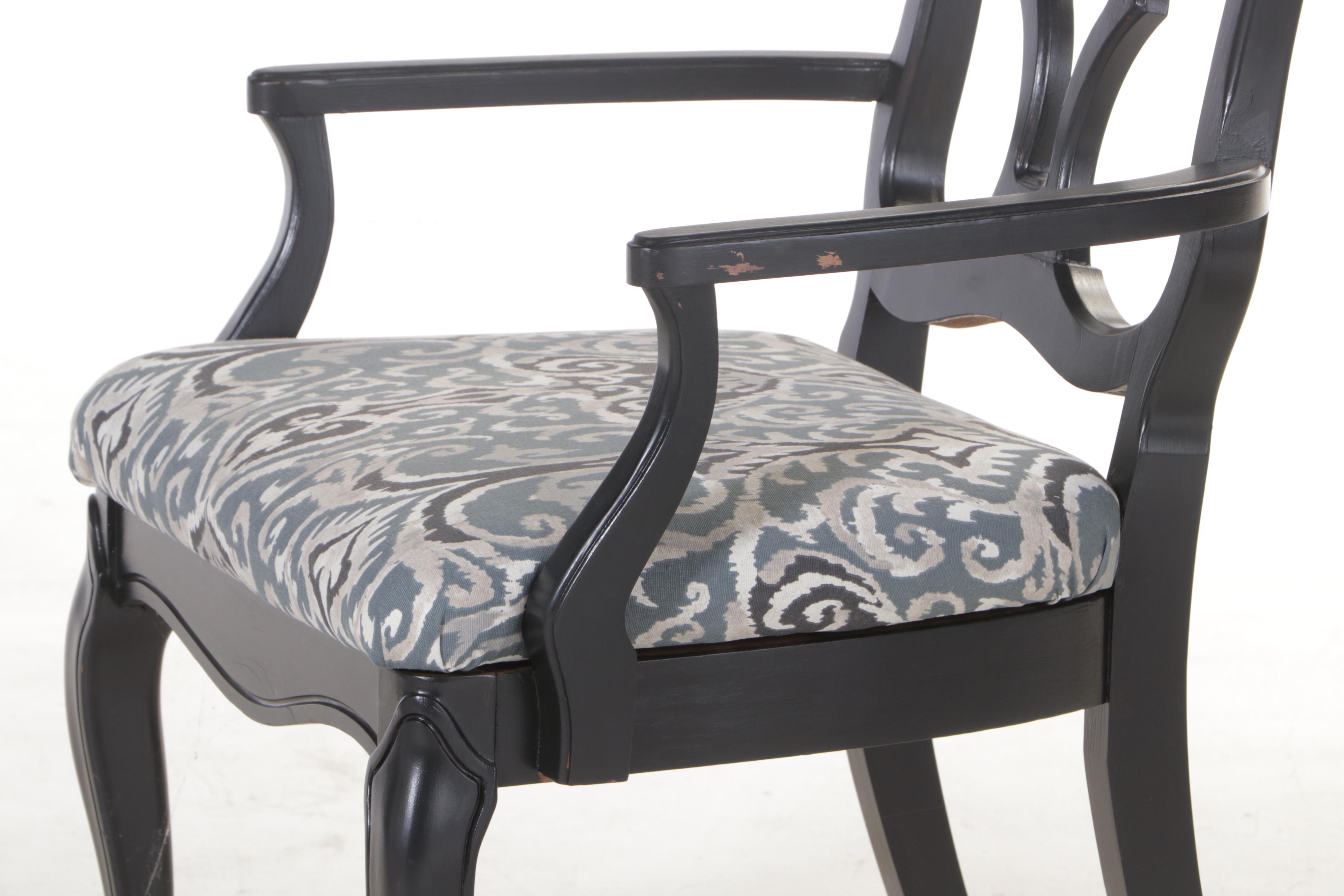 Nine-Piece French Provincial Style Ebonized Dining Set