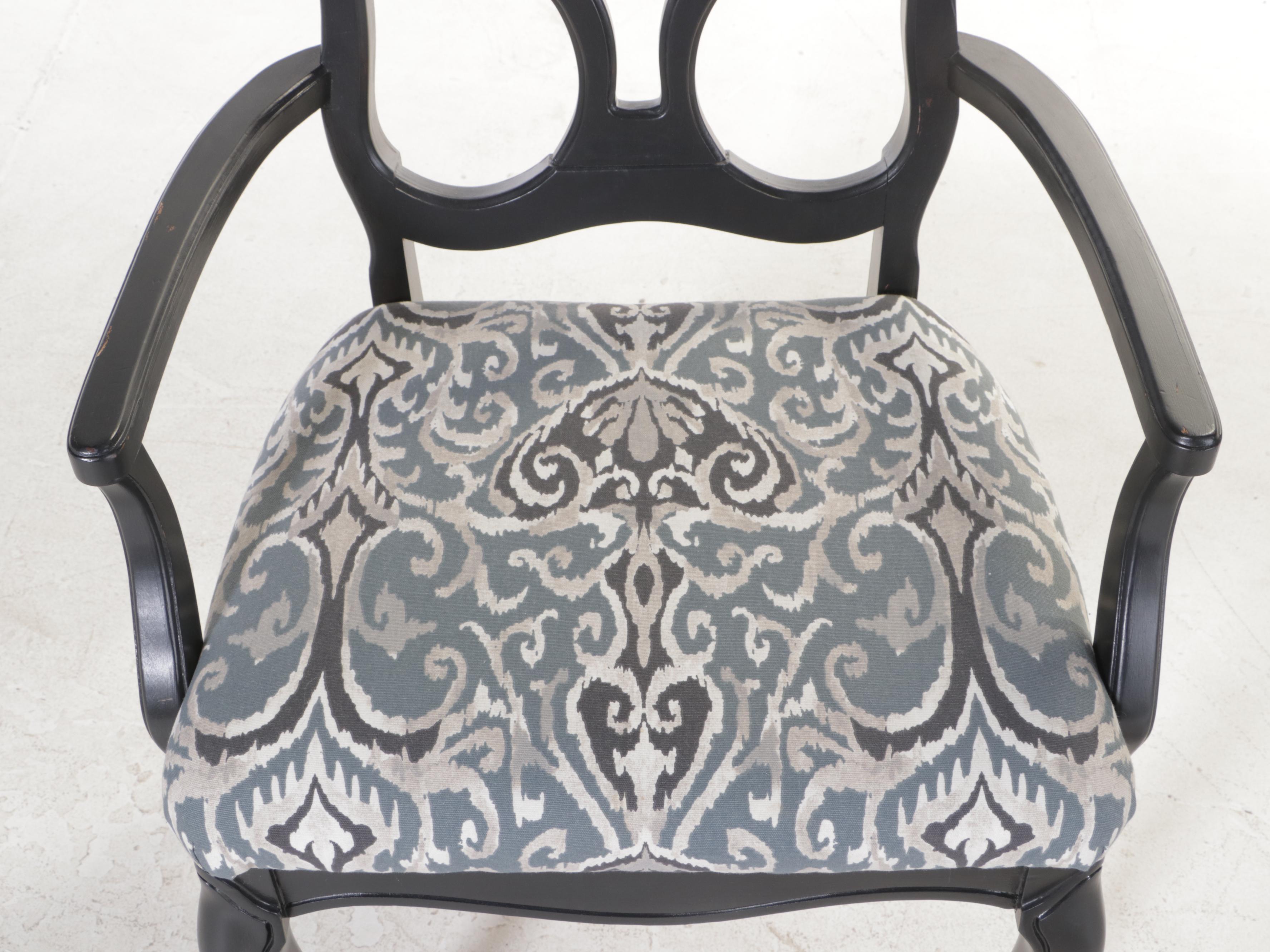 Nine-Piece French Provincial Style Ebonized Dining Set