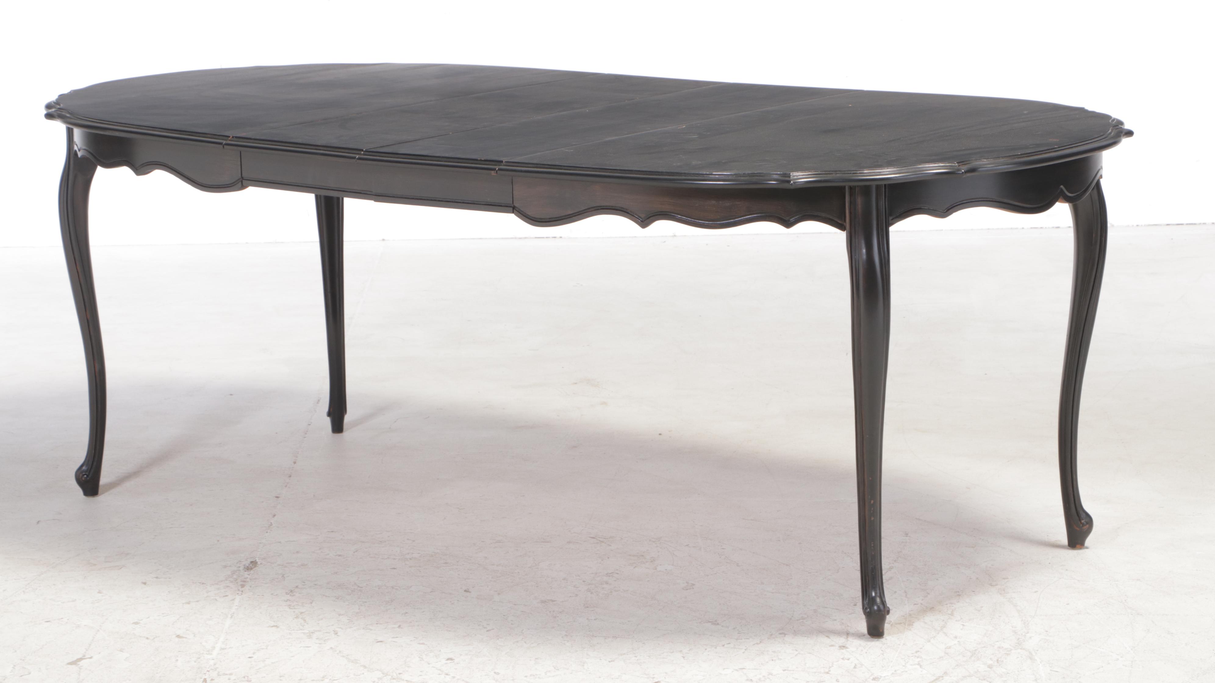 Nine-Piece French Provincial Style Ebonized Dining Set