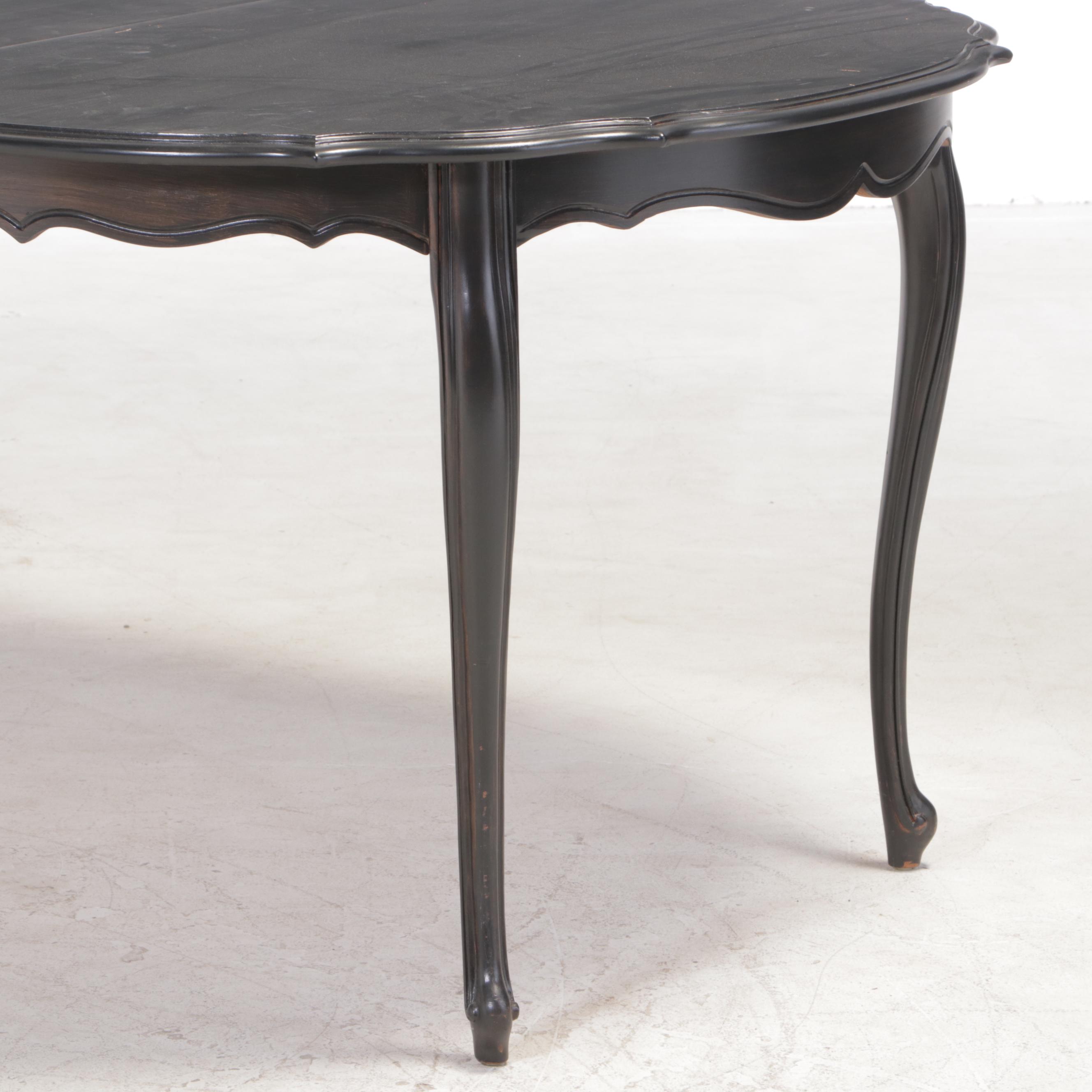 Nine-Piece French Provincial Style Ebonized Dining Set