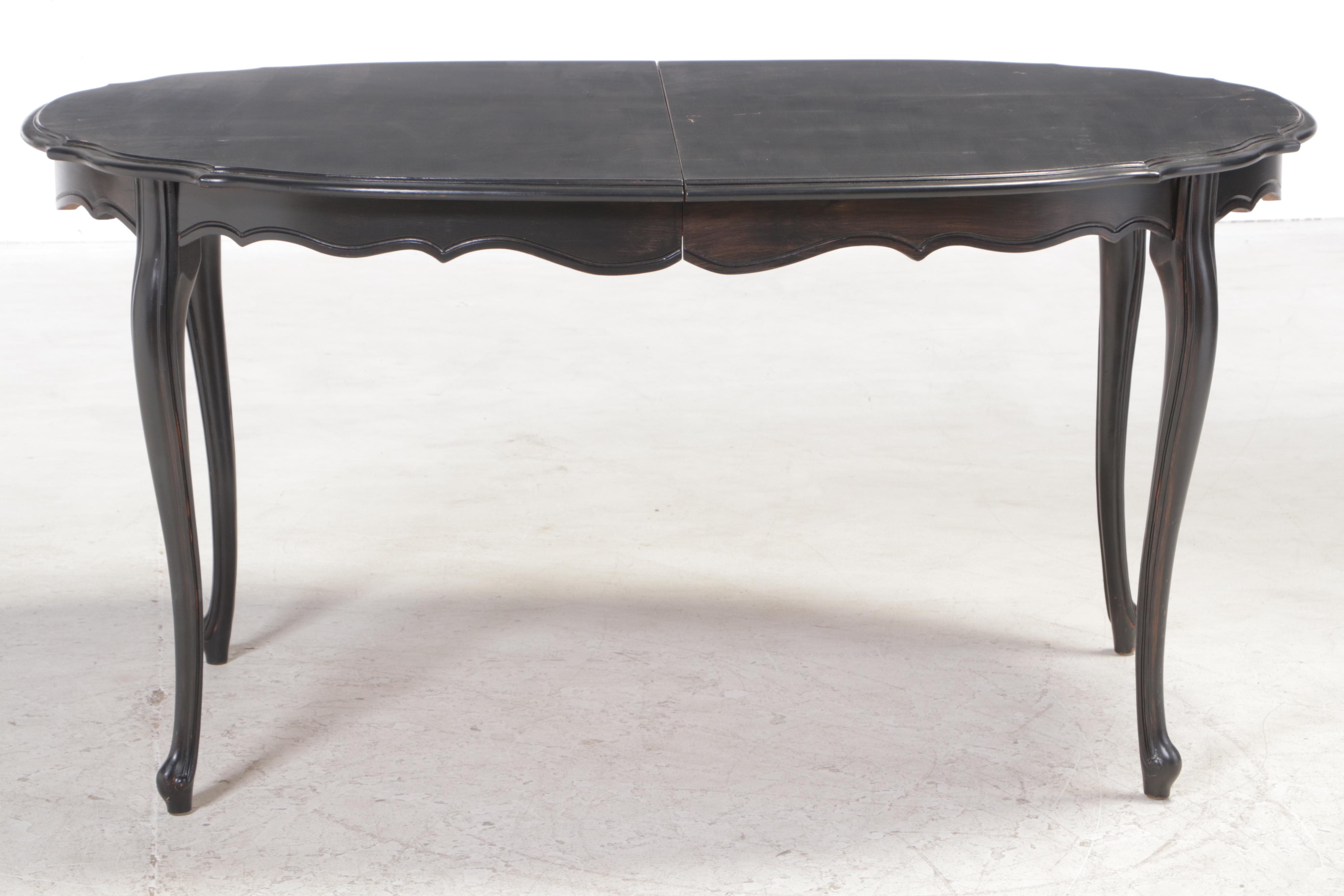 Nine-Piece French Provincial Style Ebonized Dining Set