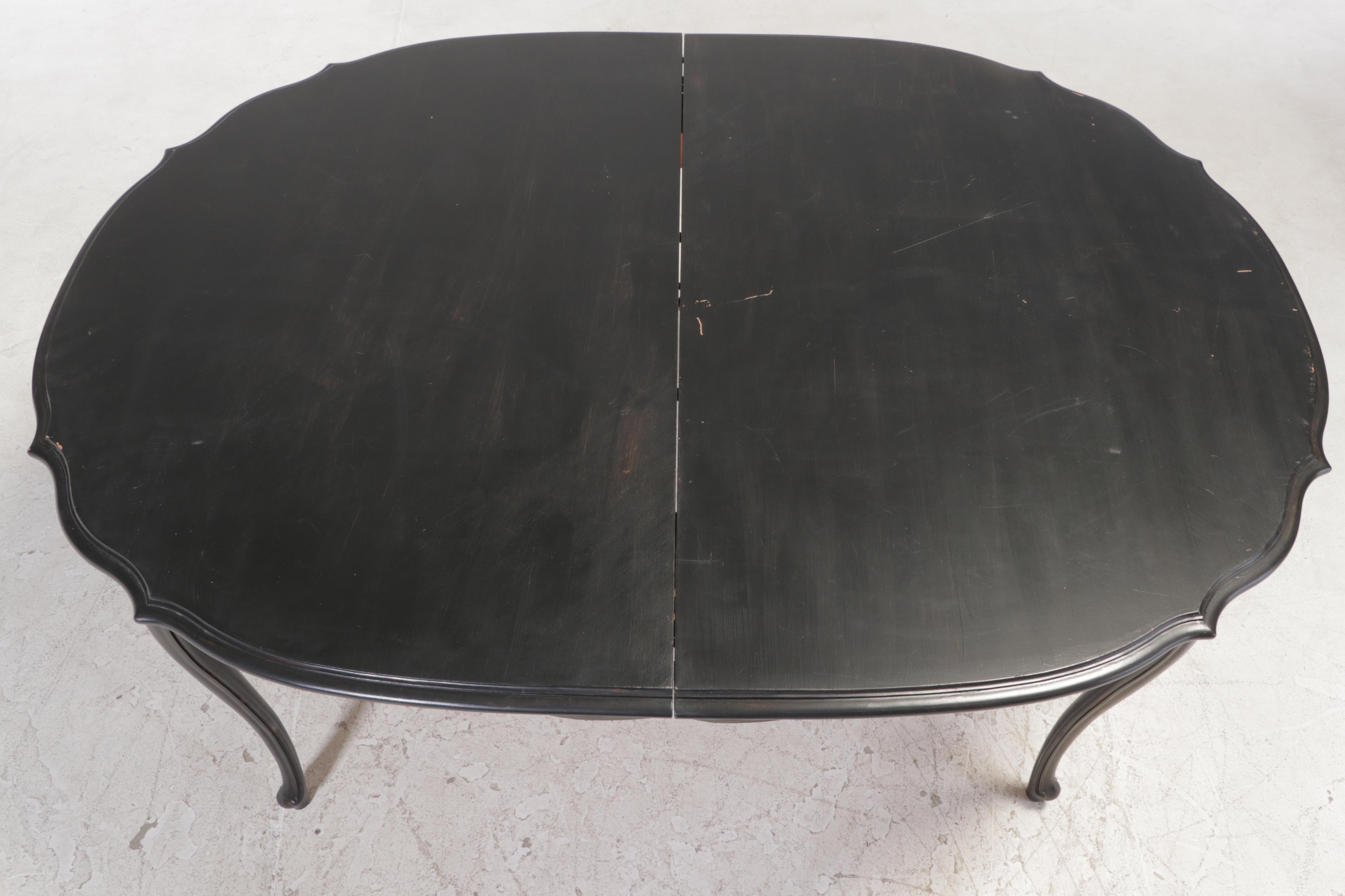 Nine-Piece French Provincial Style Ebonized Dining Set