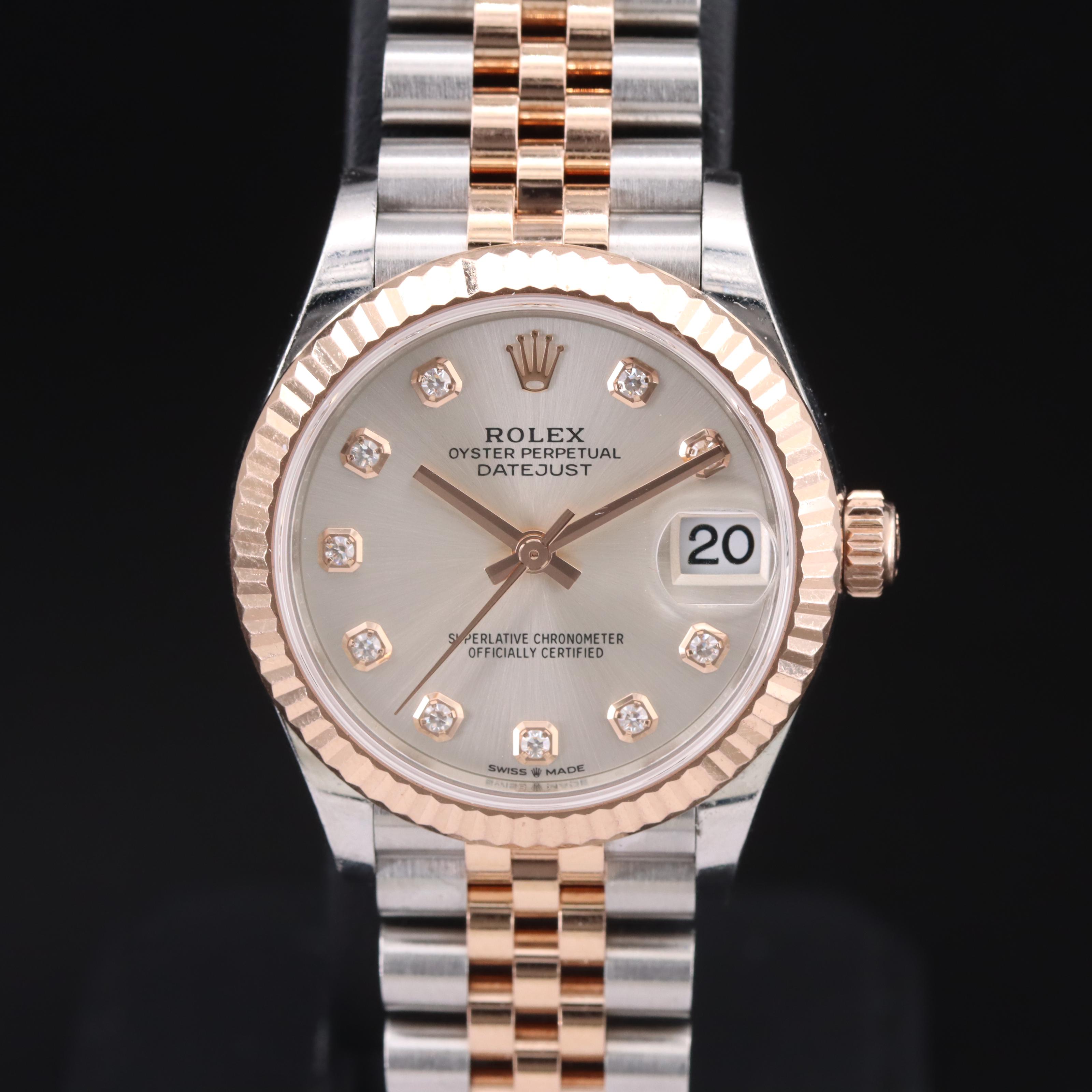 Rolex Factory Diamond Dial Datejust Oystersteel and Everose Gold Watch