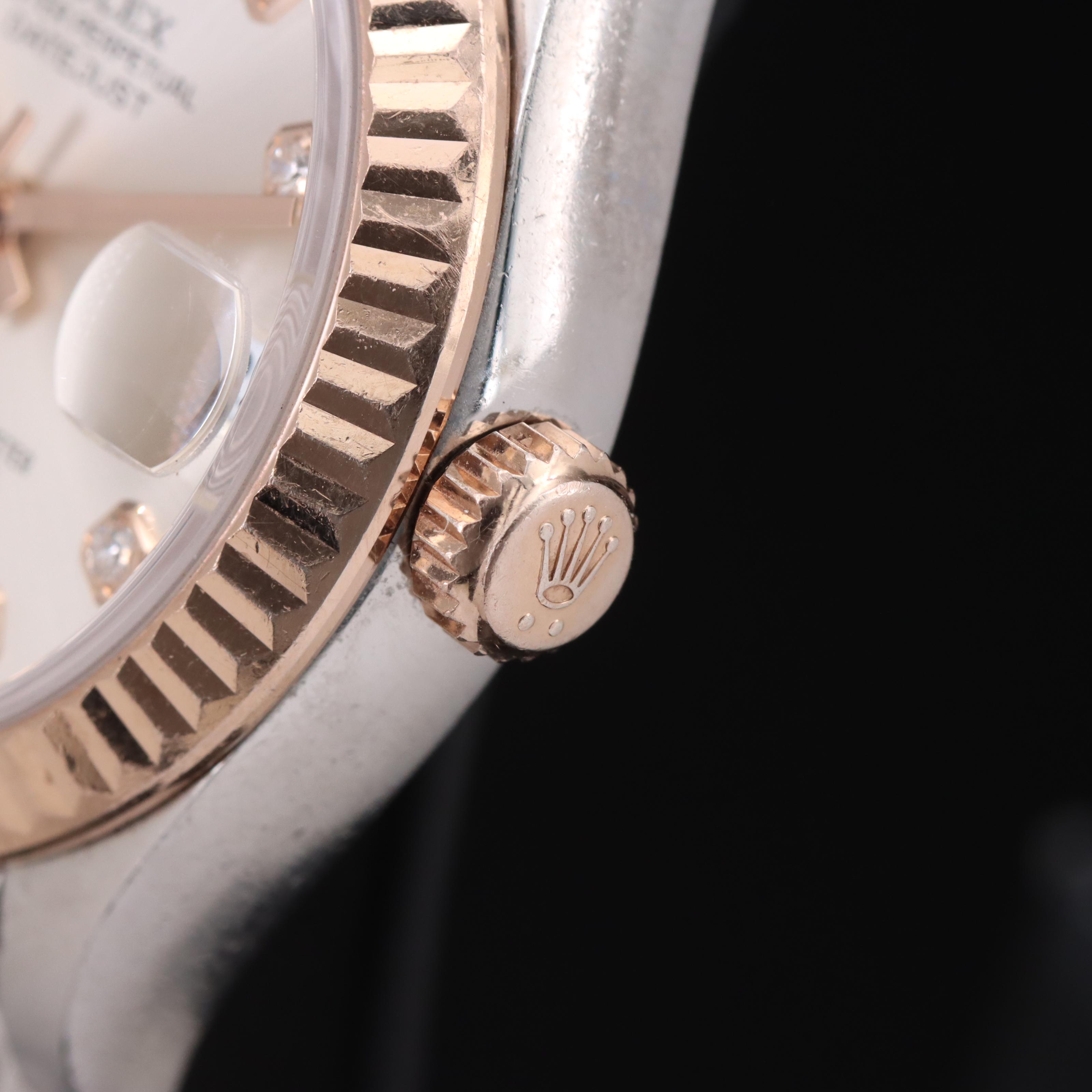 Rolex Factory Diamond Dial Datejust Oystersteel and Everose Gold Watch