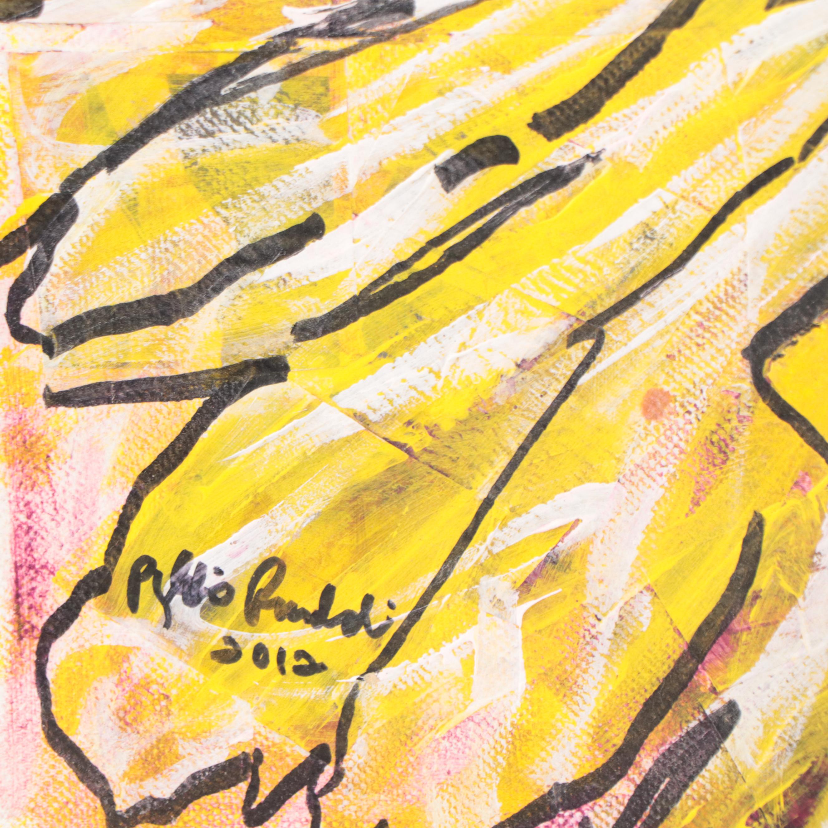 Phyllis Rinaldi Floral Mixed Media Painting, 2012