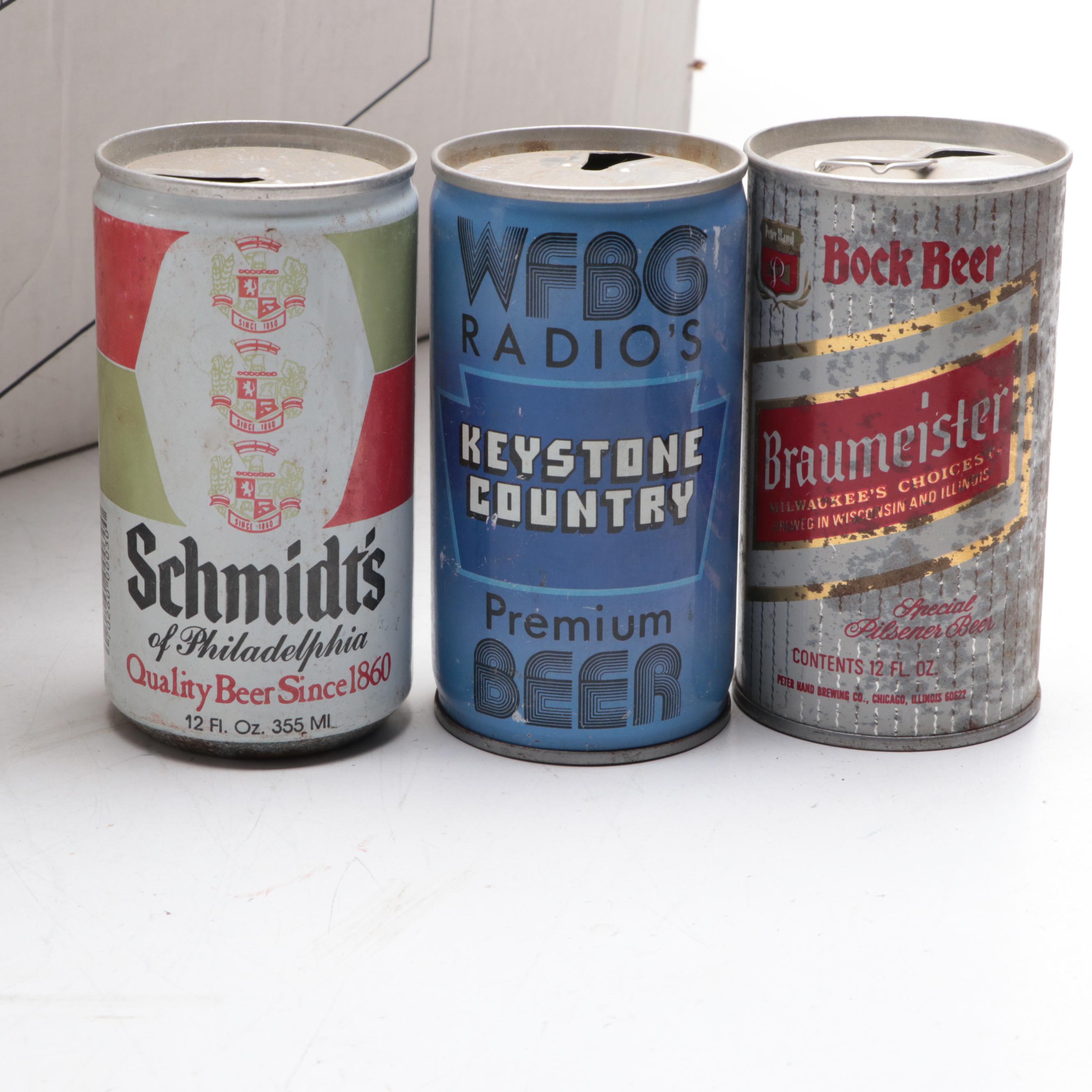 Braumeister, Budweiser, Michelob, Ballantine, Old Export and Other Beer Cans