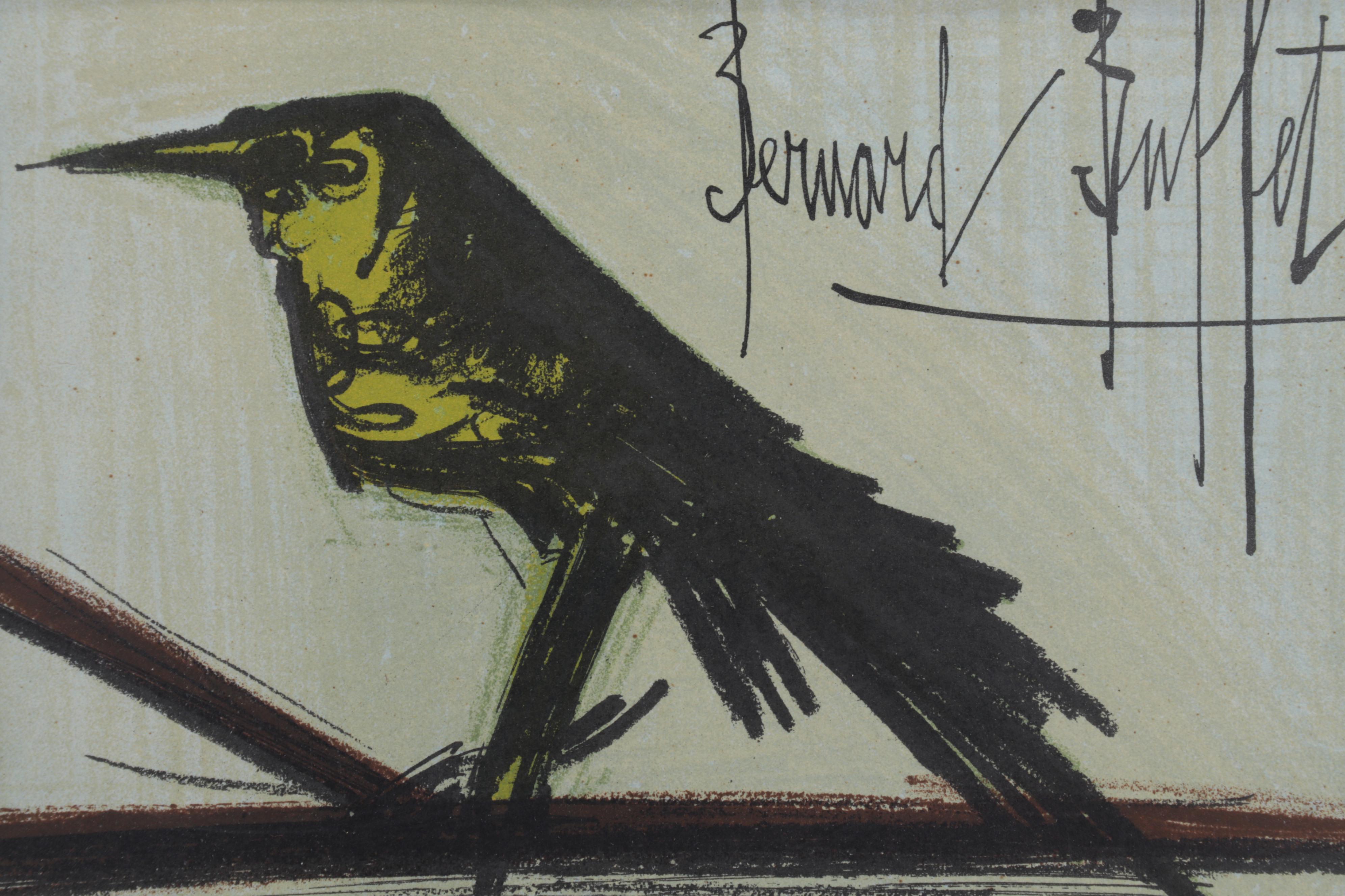 Color Lithograph After Bernard Buffet "Two Birds," Circa 1967