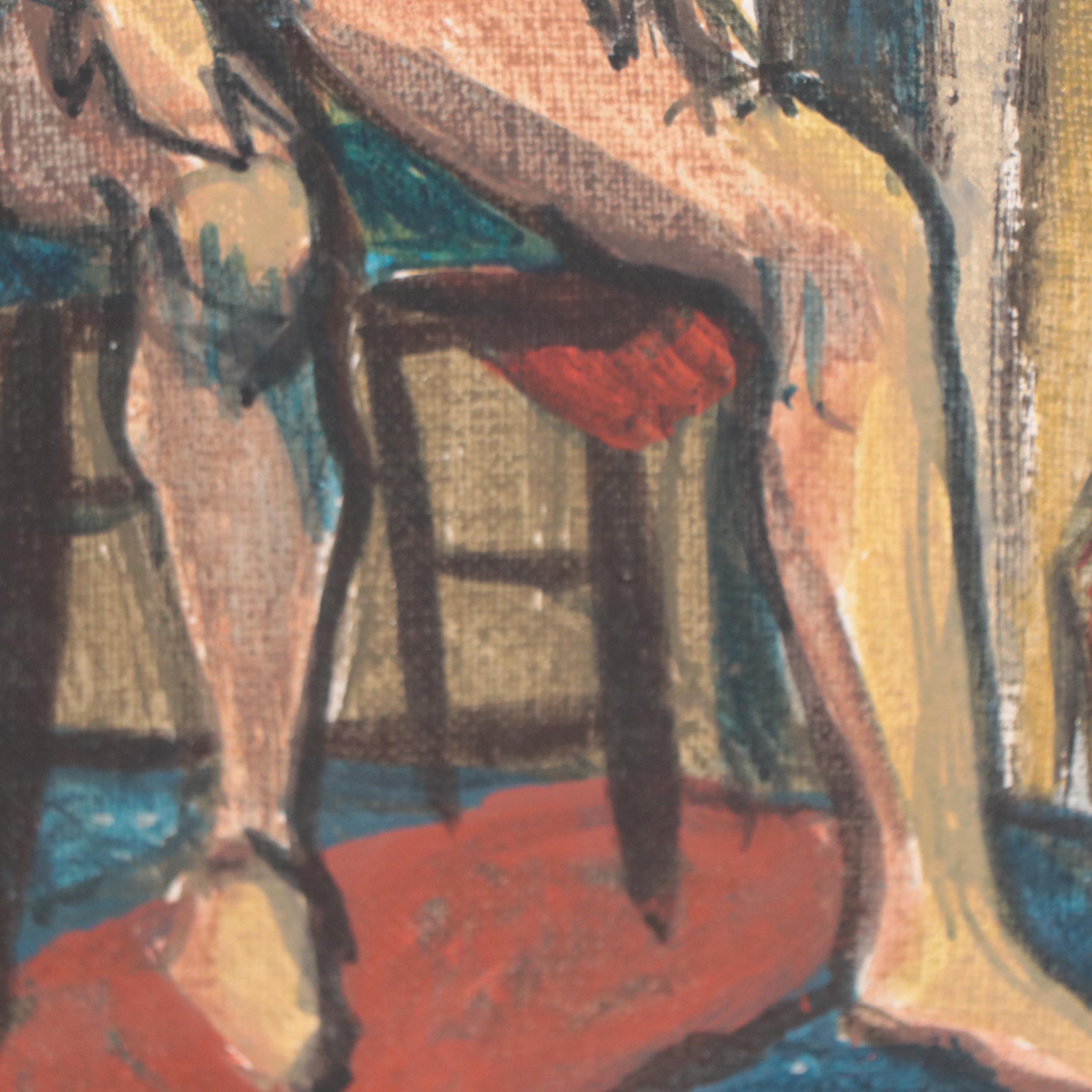 Acrylic Painting of a Seated Female Nude, 1965