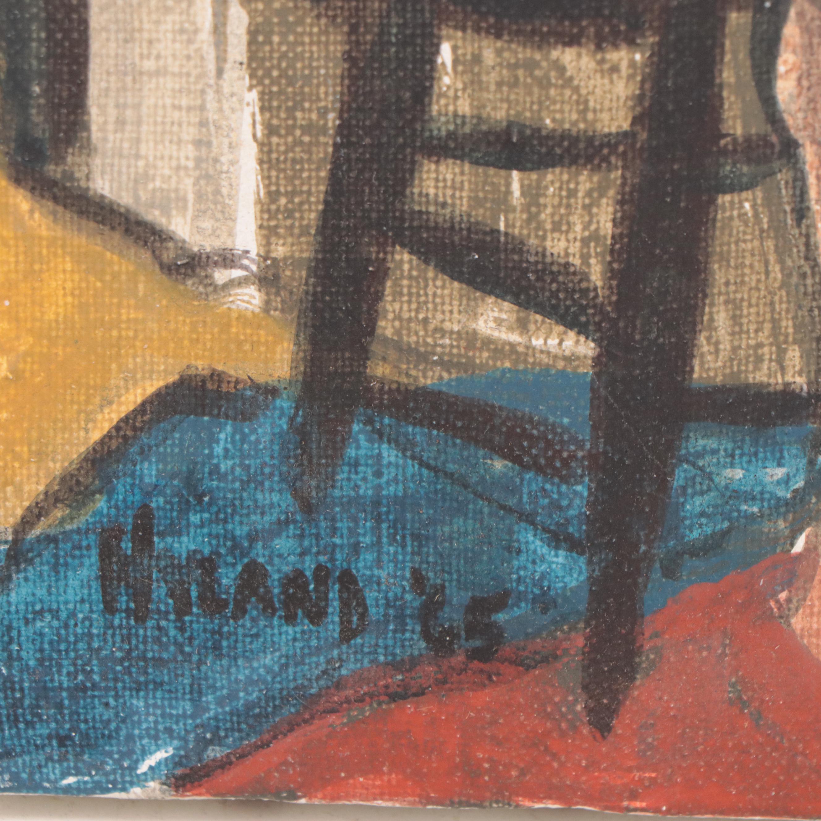 Acrylic Painting of a Seated Female Nude, 1965