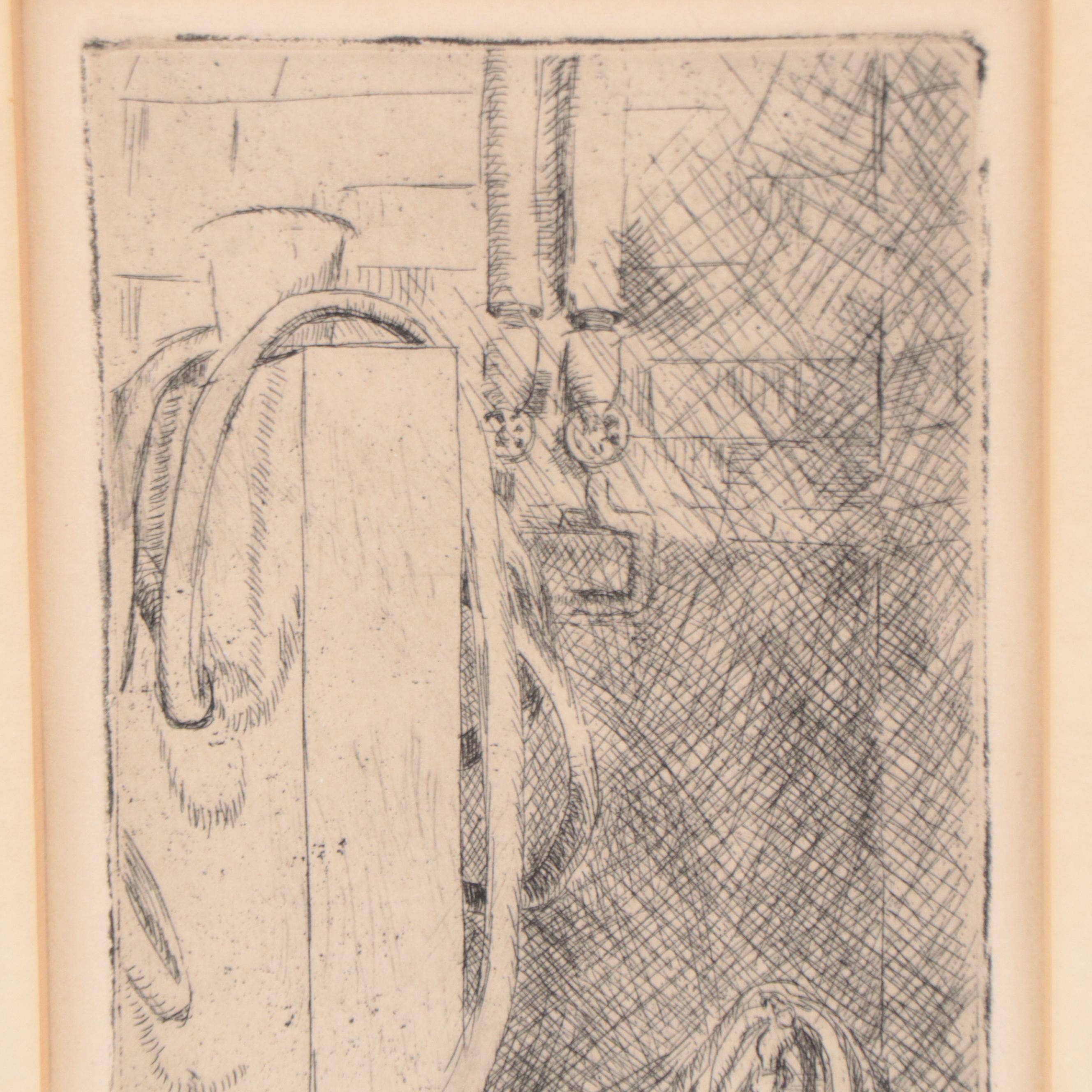 K. Koop Etching "The Hose," 1967