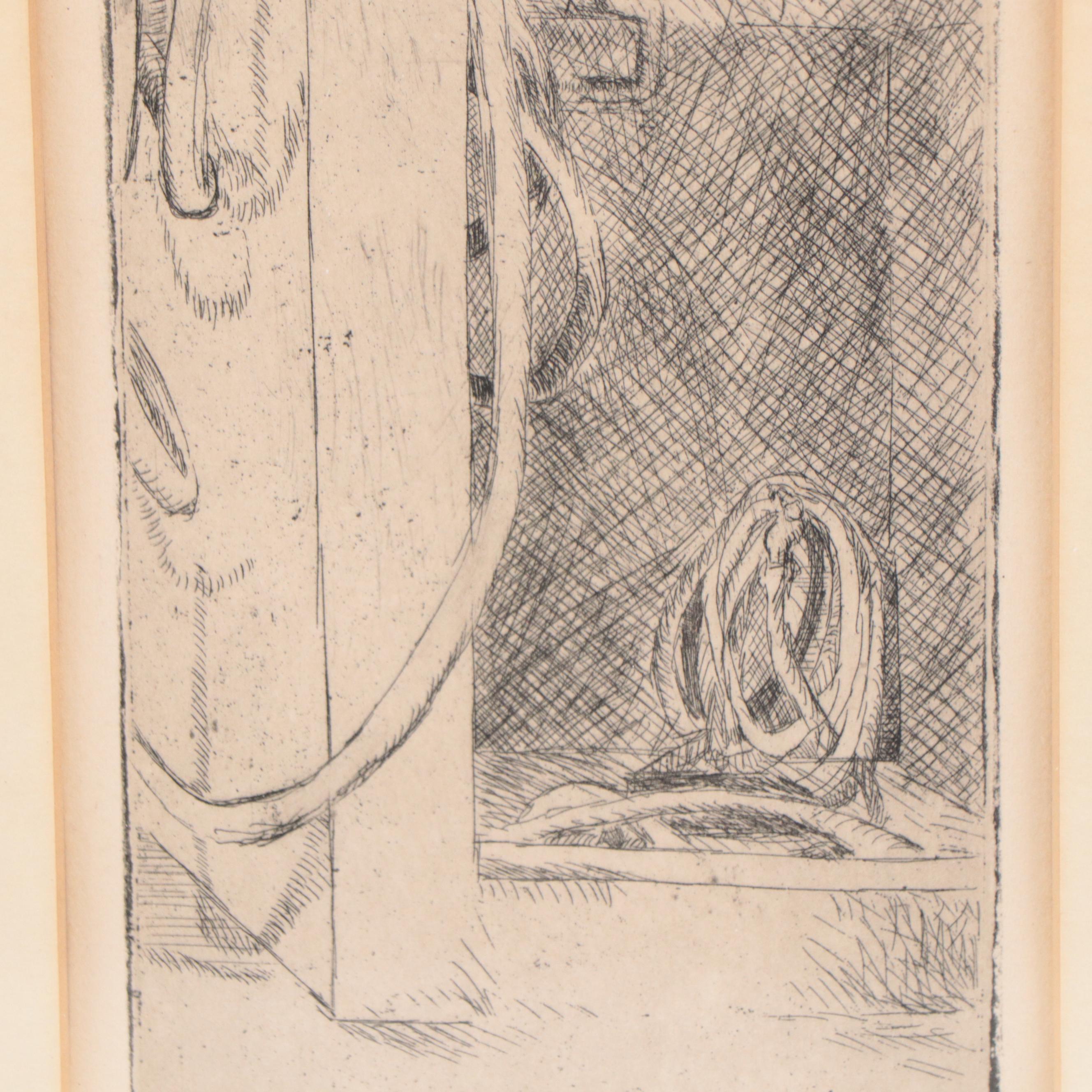 K. Koop Etching "The Hose," 1967