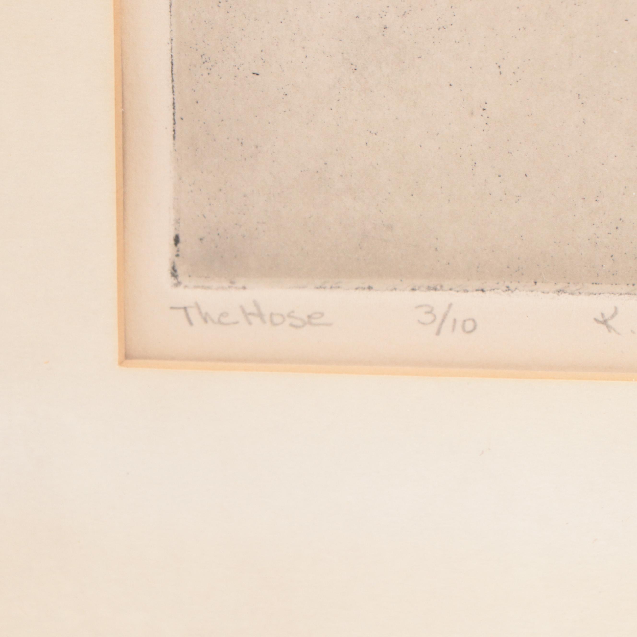 K. Koop Etching "The Hose," 1967