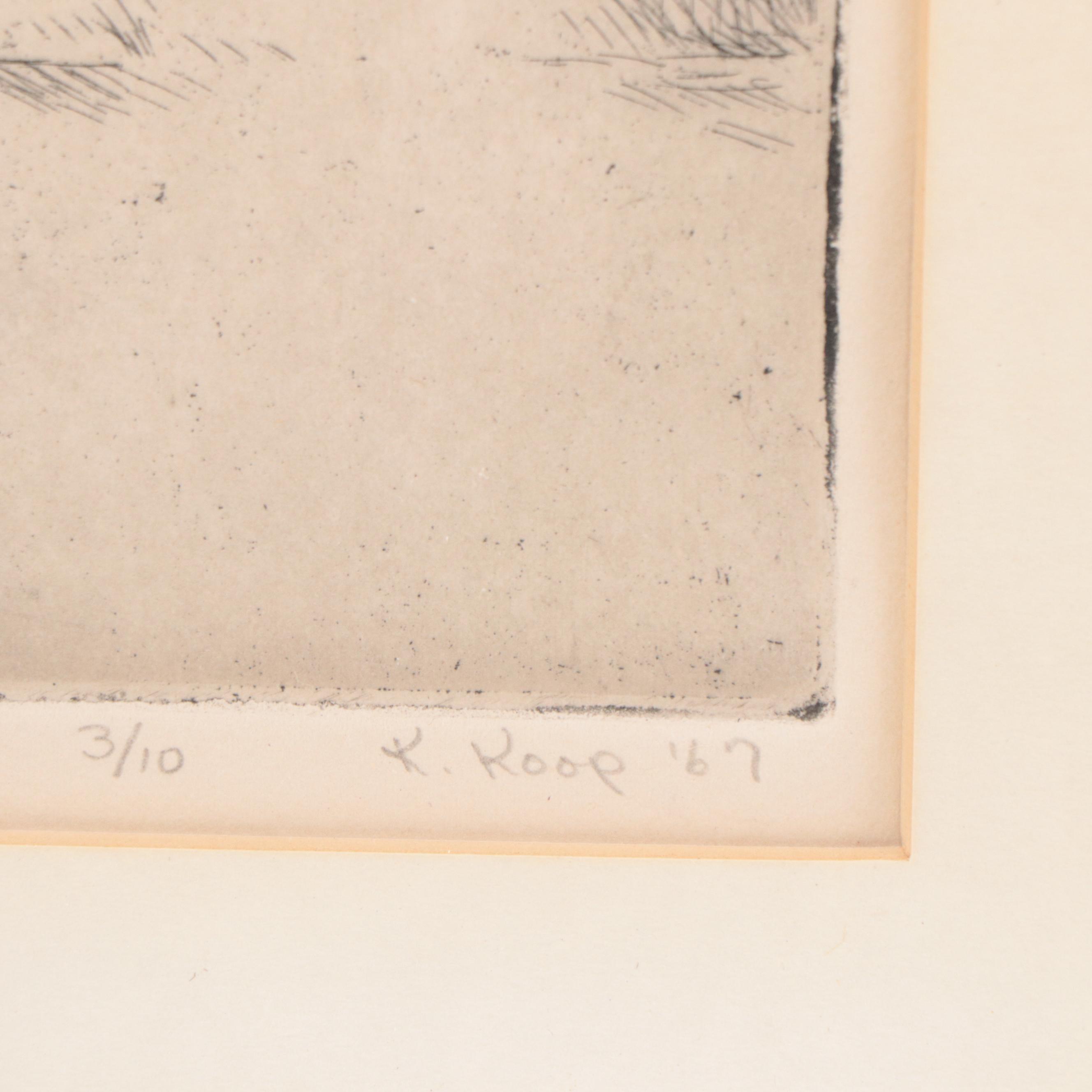 K. Koop Etching "The Hose," 1967