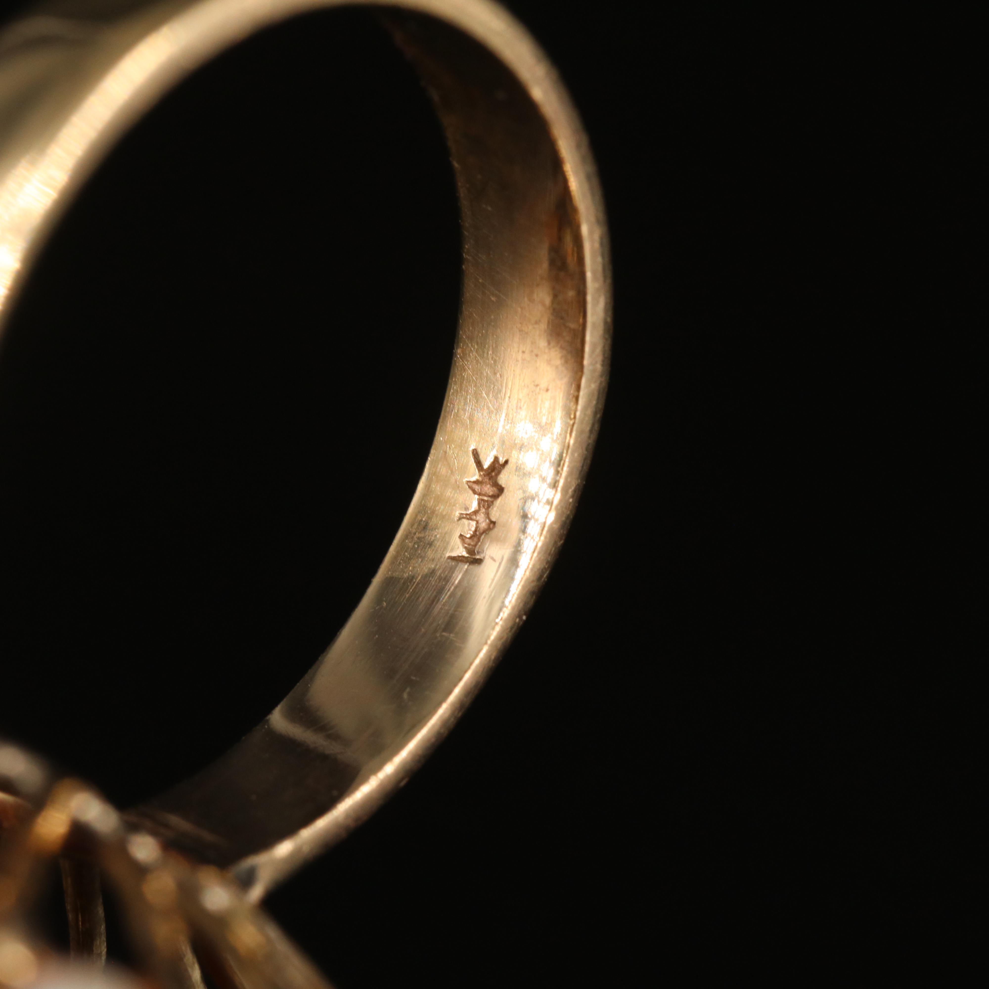 Vintage 14K Lapis Lazuli and Seed Pearl Ring