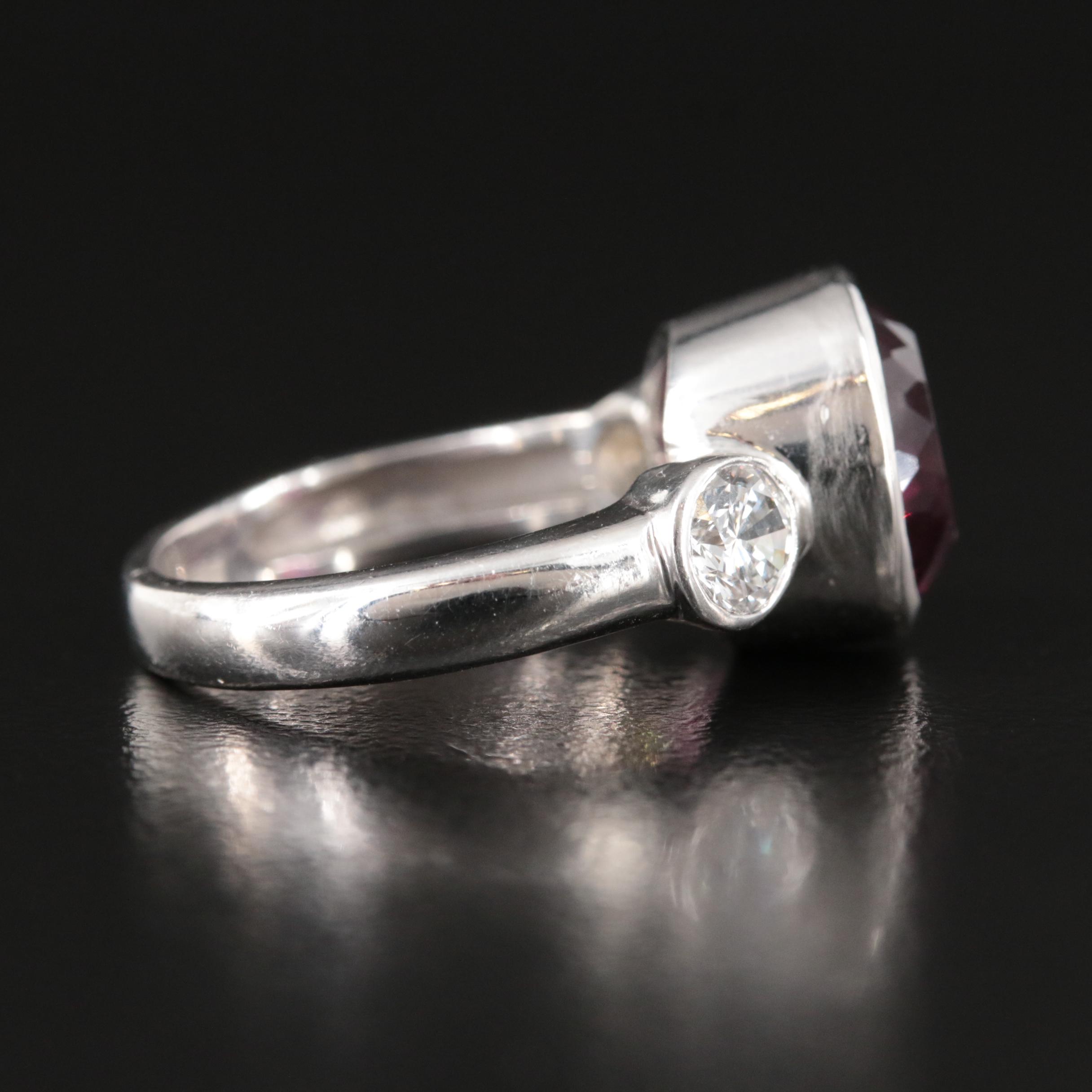 14K Rhodolite Garnet and Diamond R1ing with GIA Report