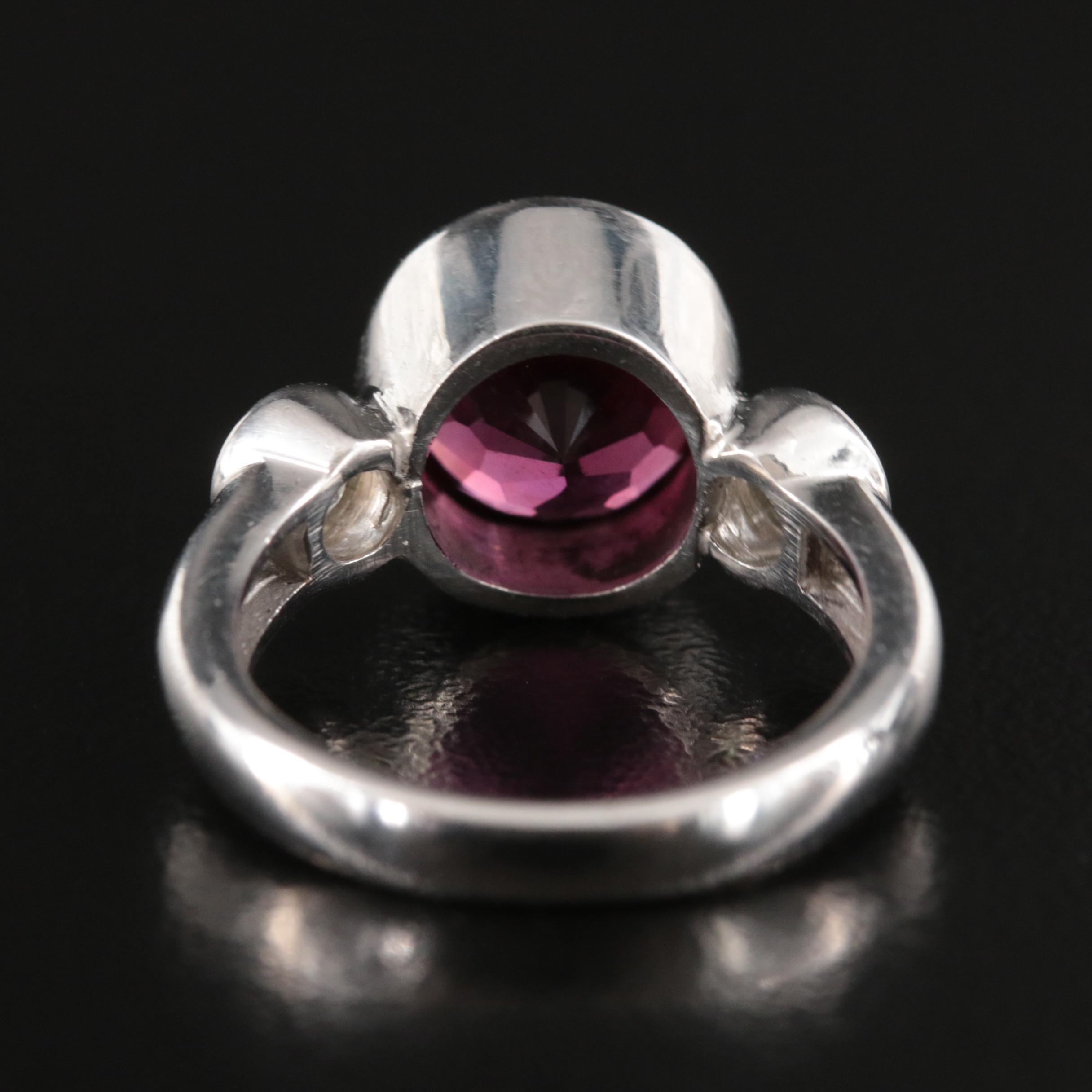 14K Rhodolite Garnet and Diamond R1ing with GIA Report