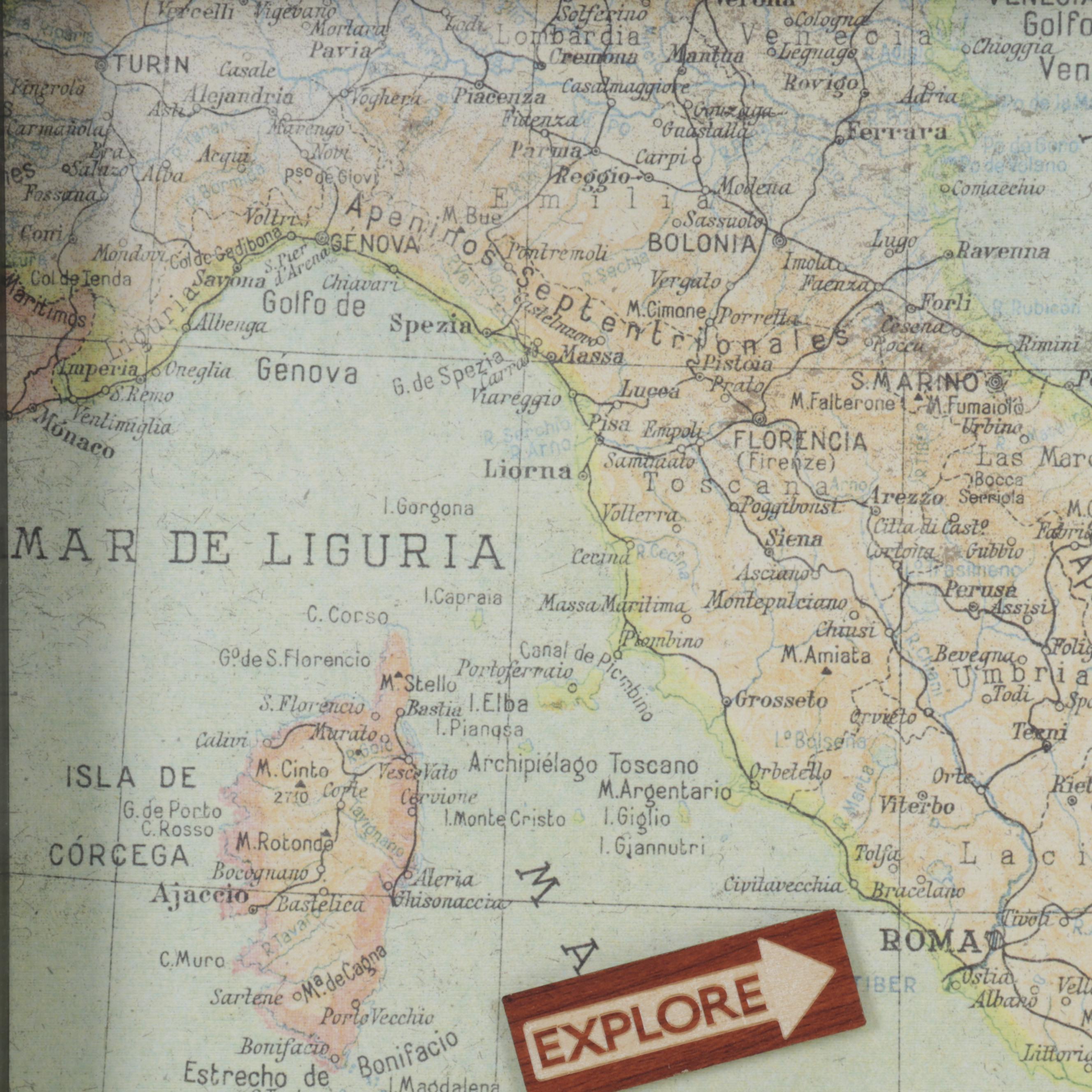 Folk Art Mixed Media Assemblage "Explore Italy," 2016