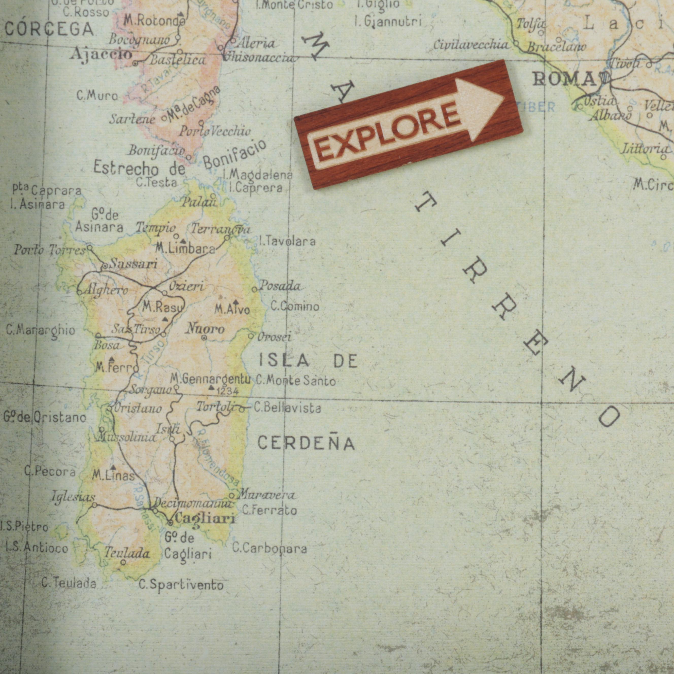 Folk Art Mixed Media Assemblage "Explore Italy," 2016