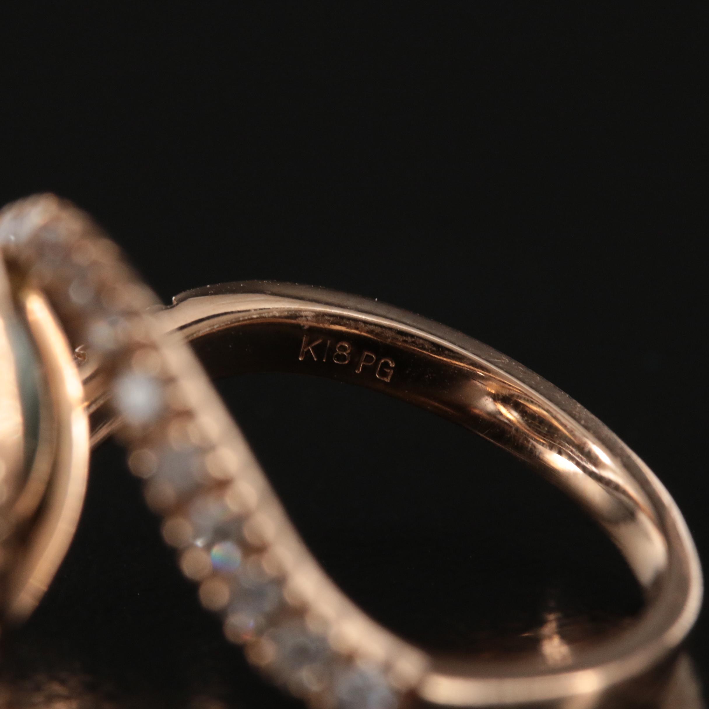 18K Rose Gold Pearl and Diamond Spiral Ring