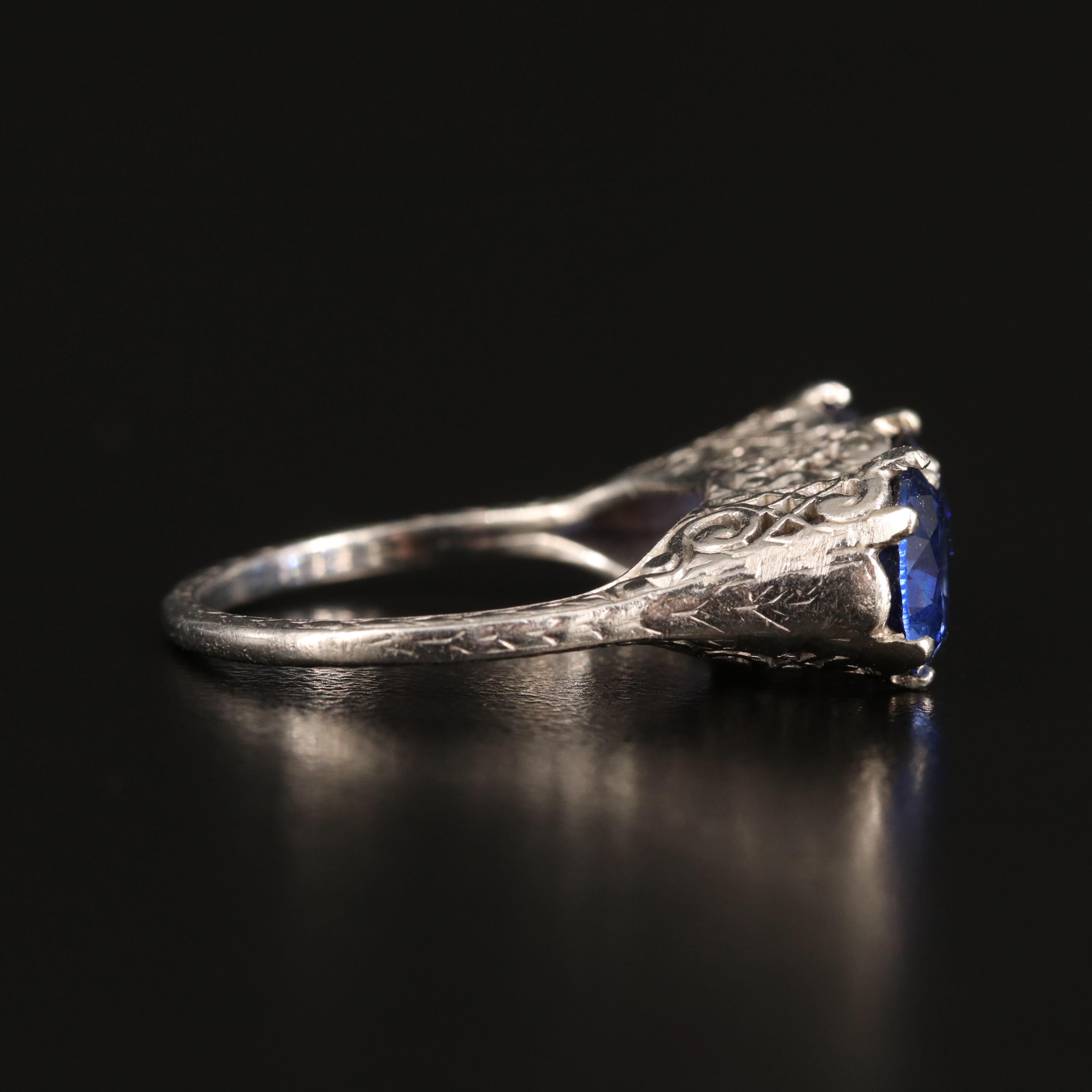 Vintage Platinum Sapphire Three Stone Ring