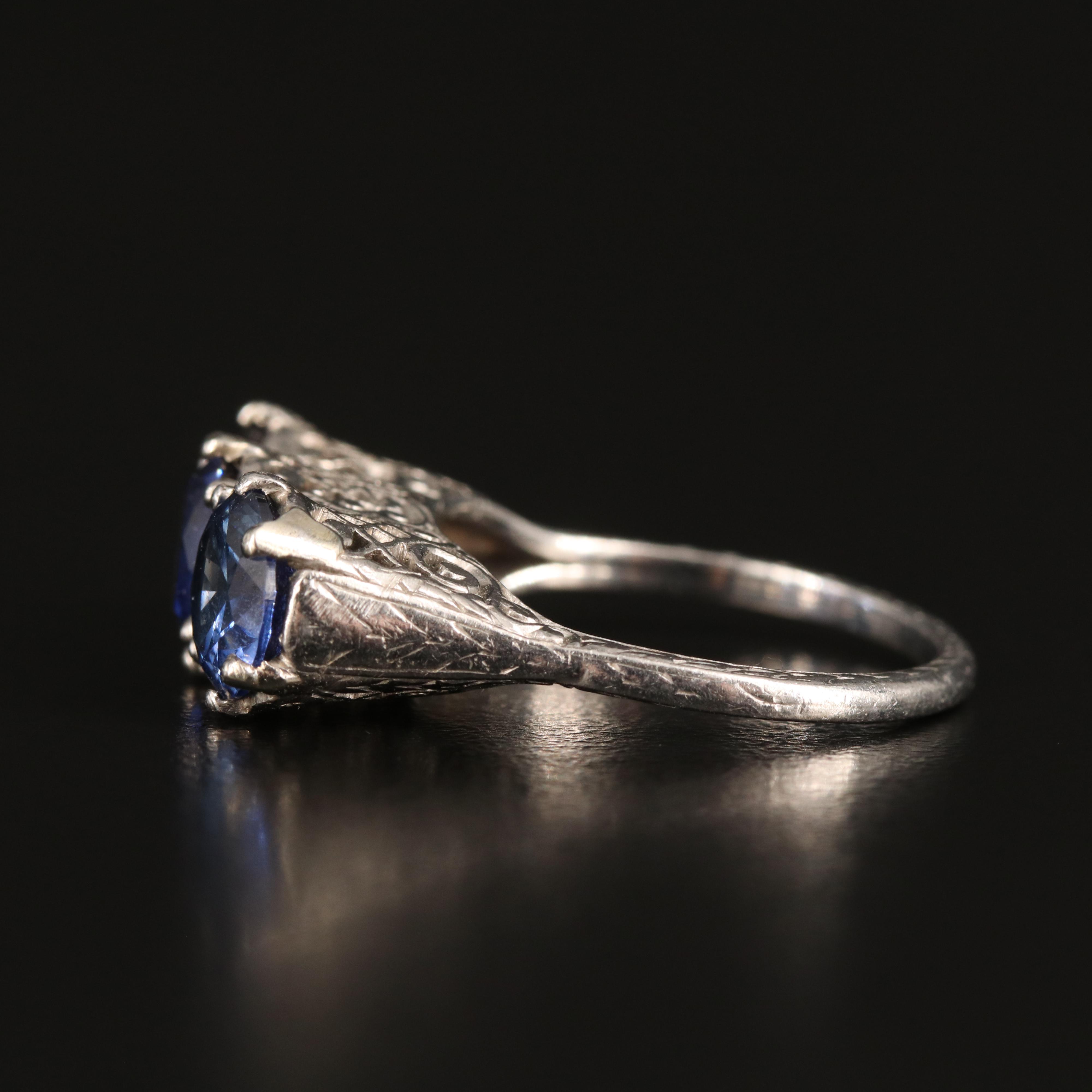 Vintage Platinum Sapphire Three Stone Ring