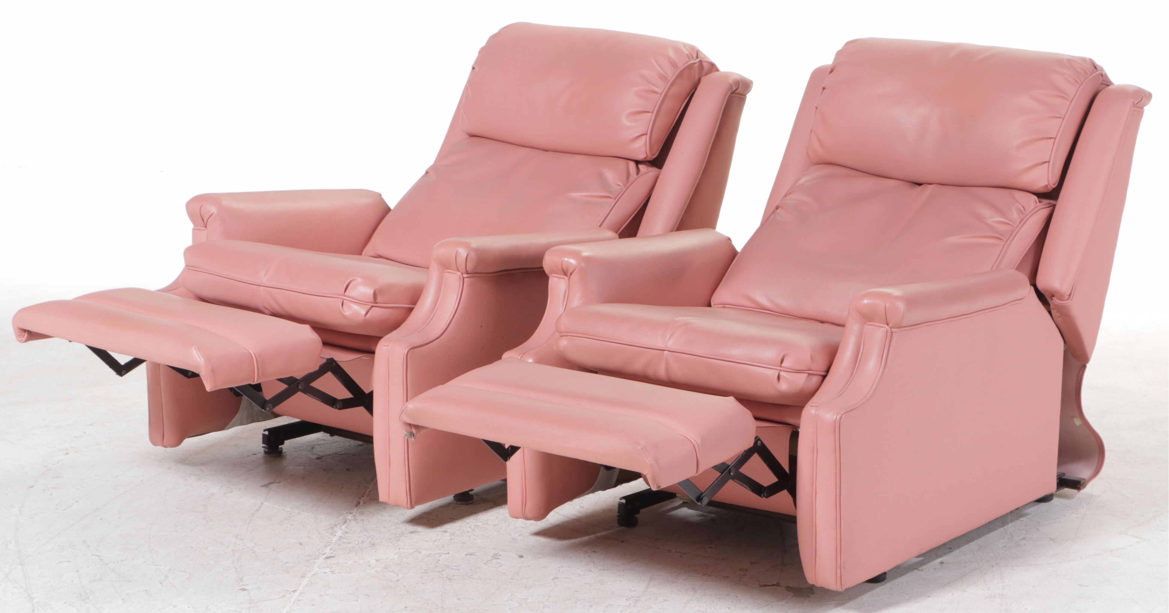 Pair of BarcaLounger Vinyl Recliners, Late 20th Century