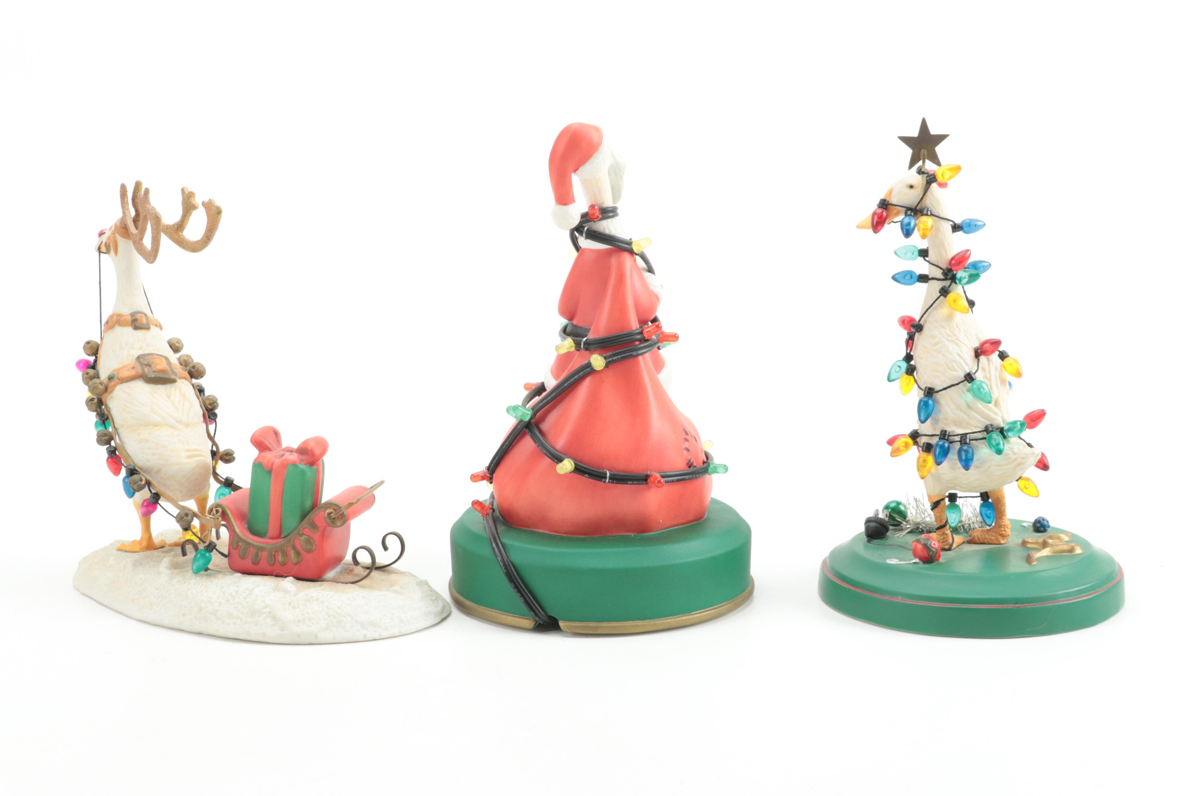 Signed Will Bullas Greenwich Workshop Collection Porcelain Goose Figurines