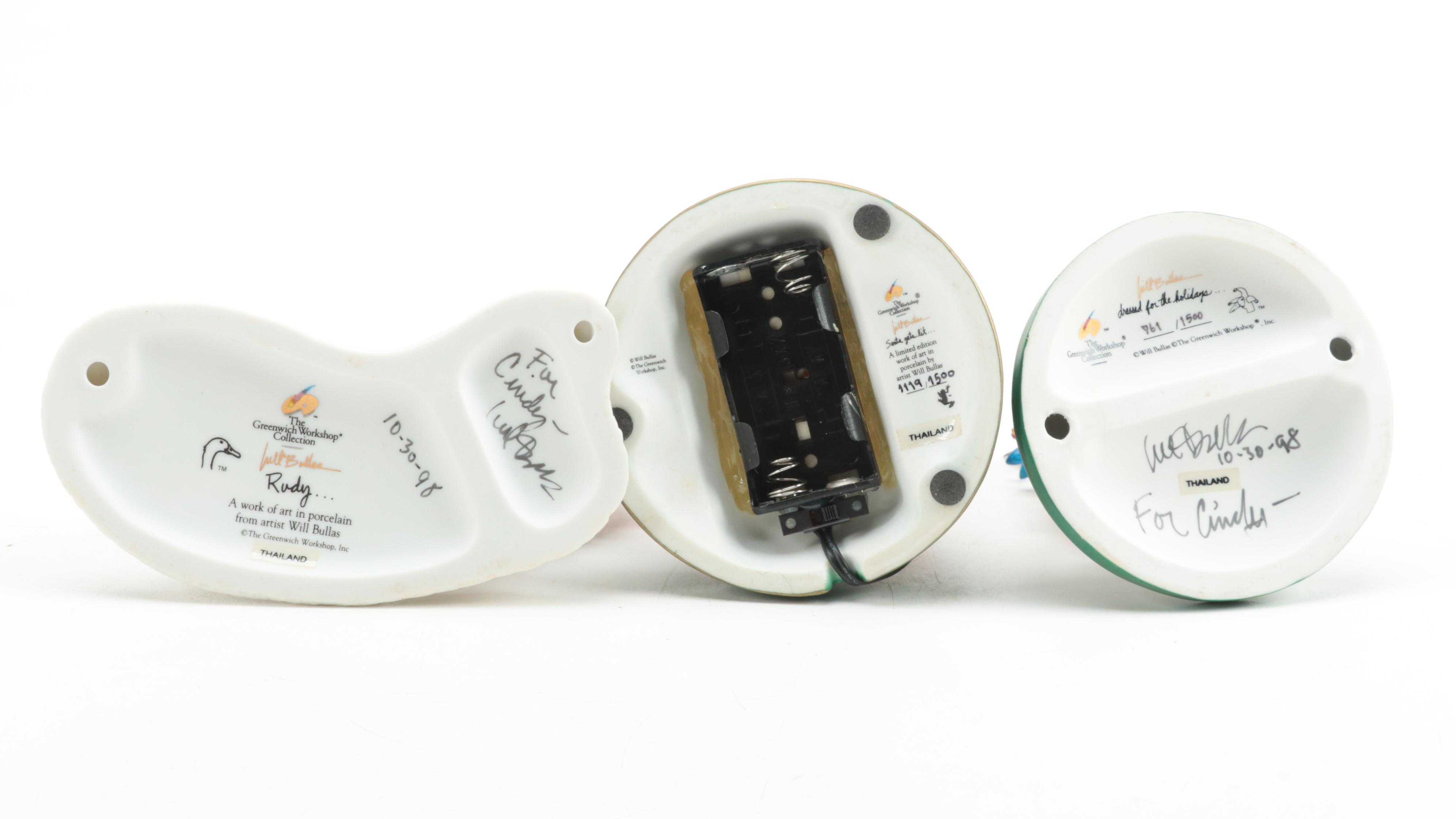 Signed Will Bullas Greenwich Workshop Collection Porcelain Goose Figurines