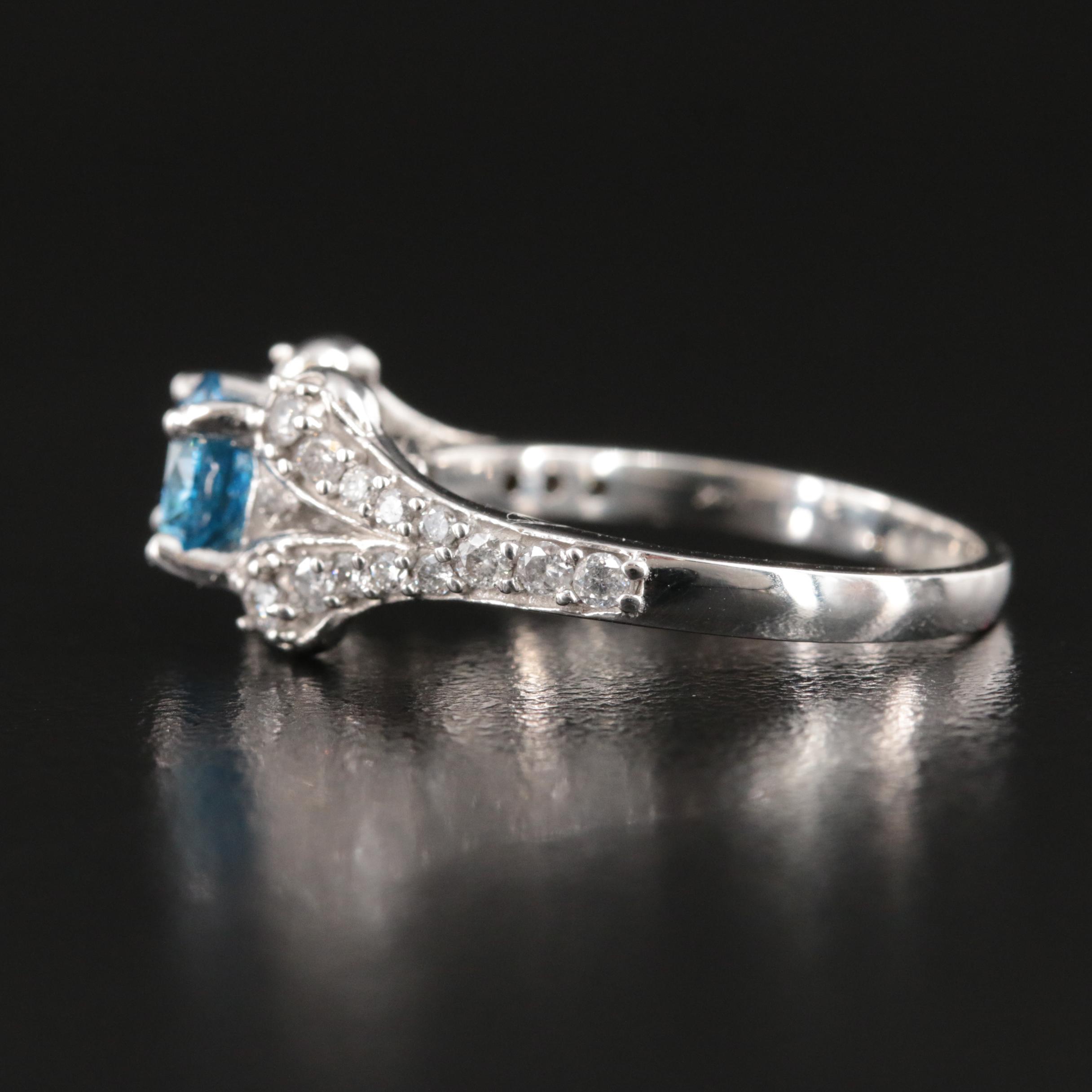 14K 1.47 CTW Diamond Ring with Fancy Blue Center
