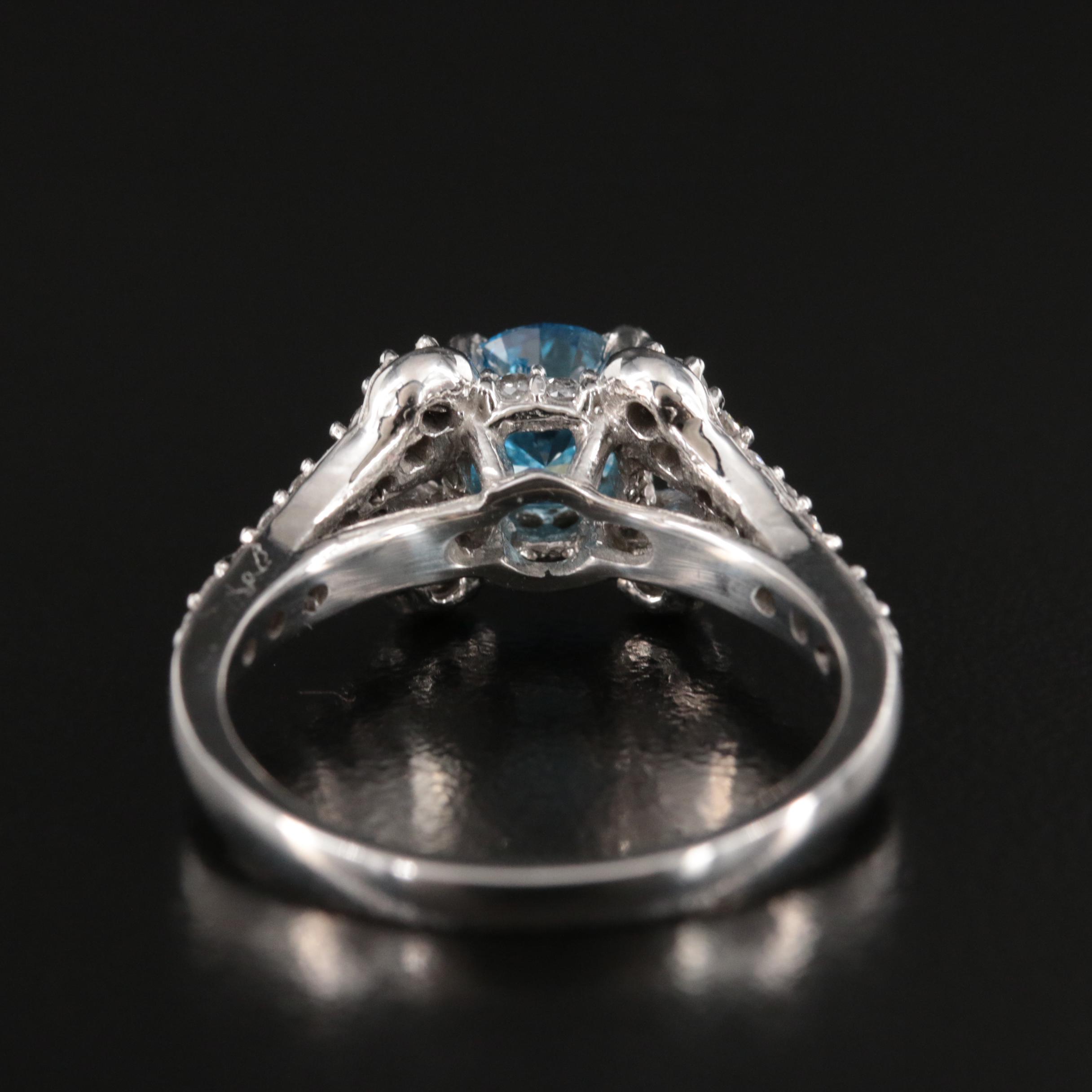 14K 1.47 CTW Diamond Ring with Fancy Blue Center