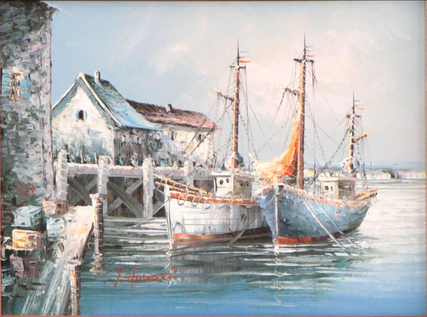 Oil Painting of Harbor Scene