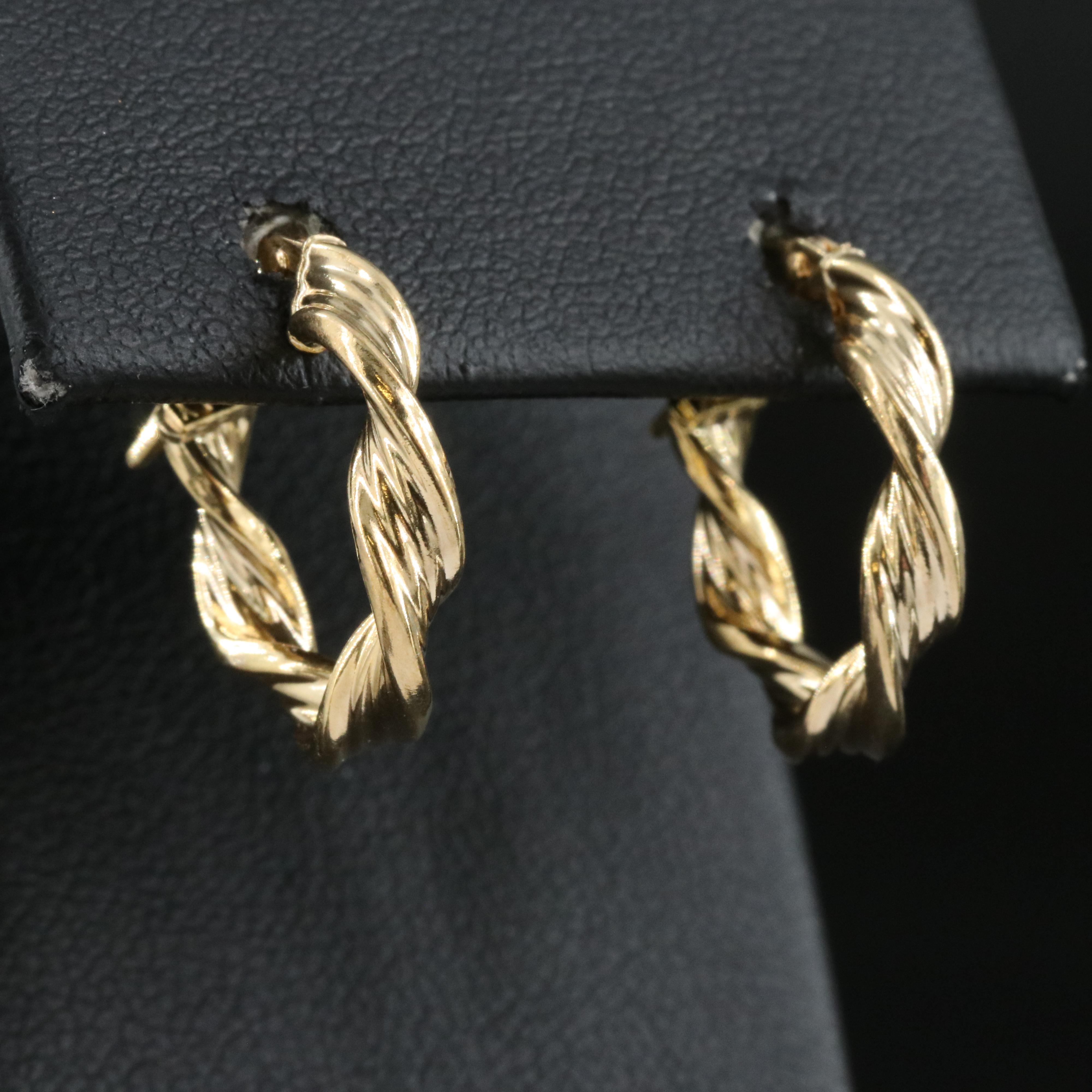 Italian UnoAErre 14K Braided Hoop Earrings