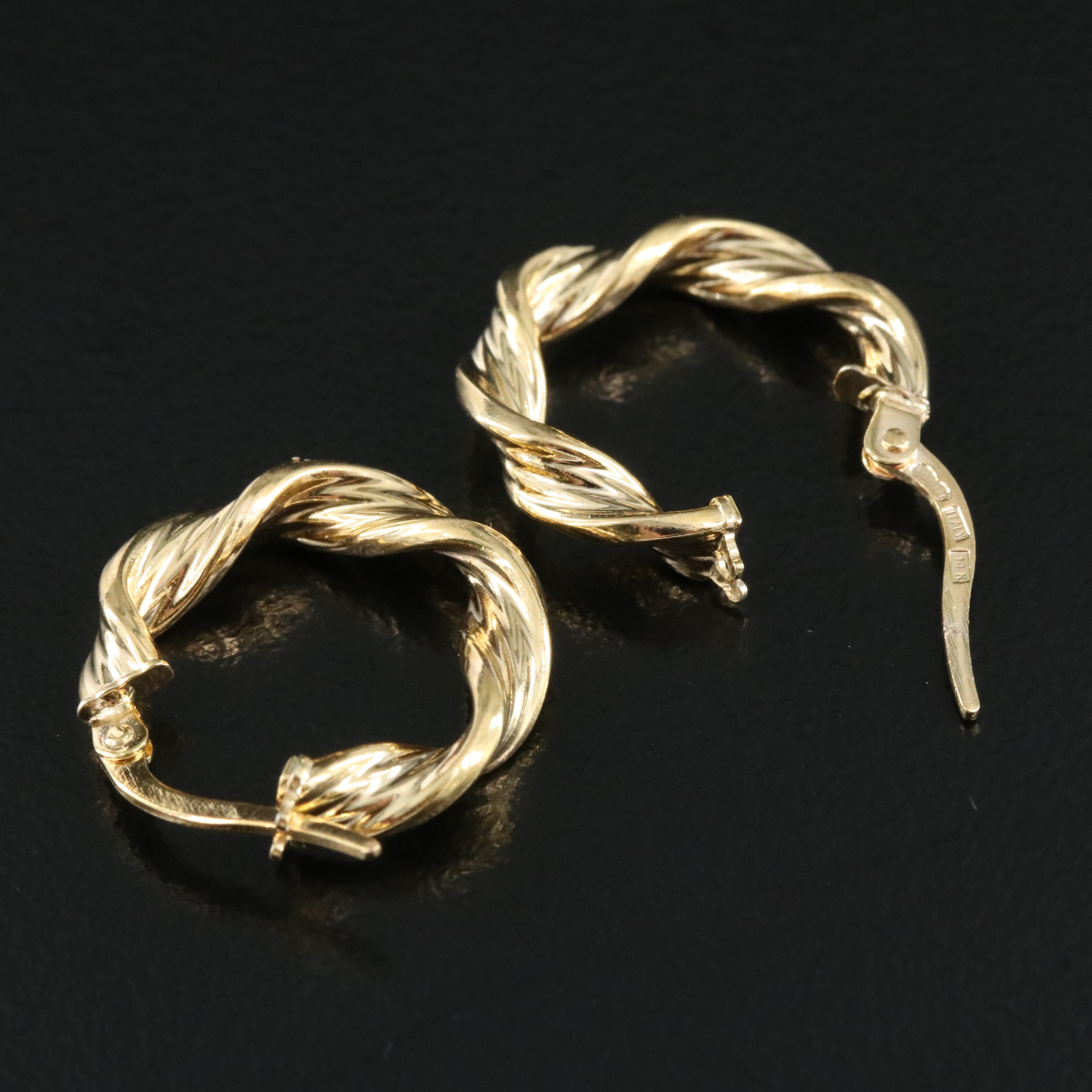 Italian UnoAErre 14K Braided Hoop Earrings