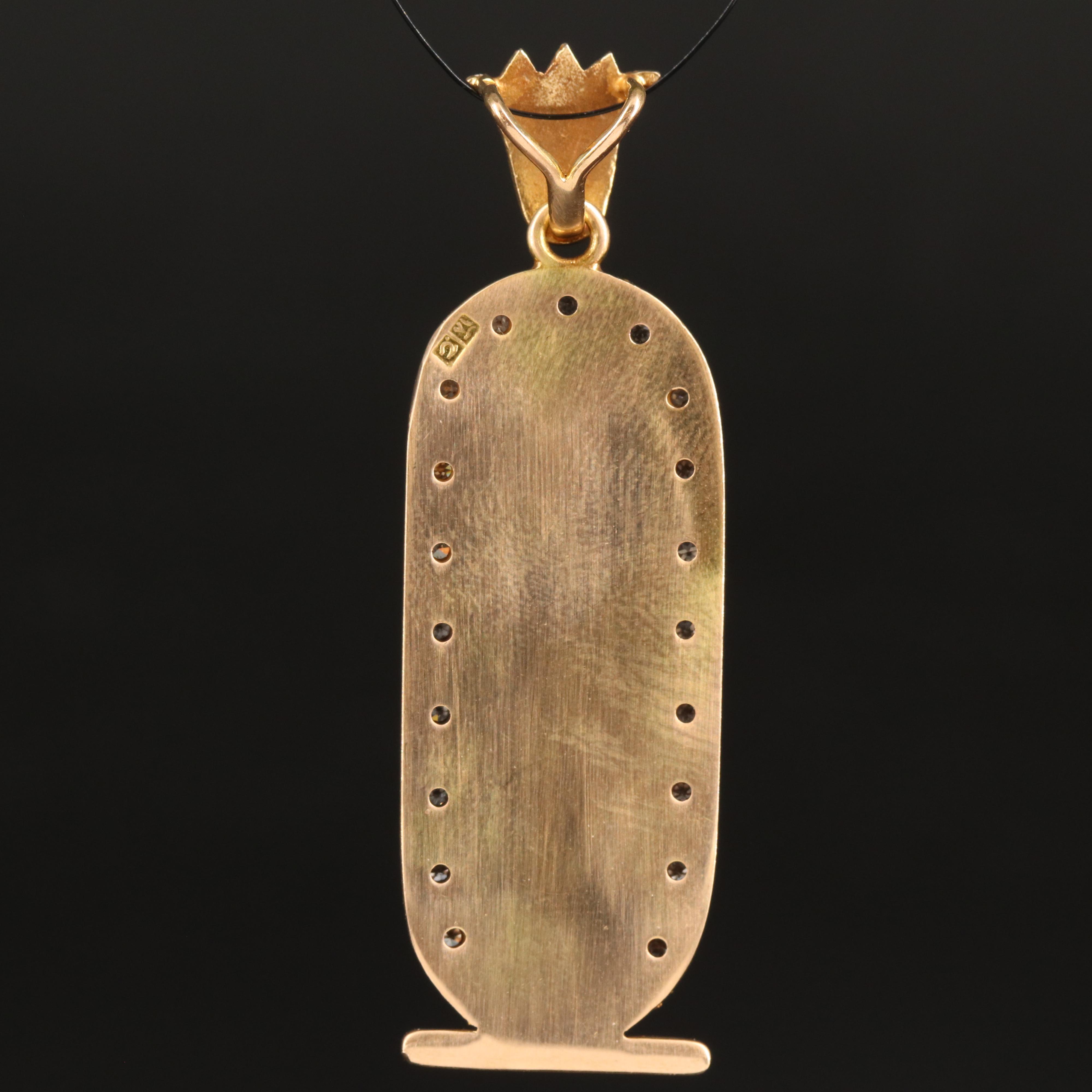 Egyptian 18K 0.24 CTW diamond Hieroglyph Cartouche Pendant