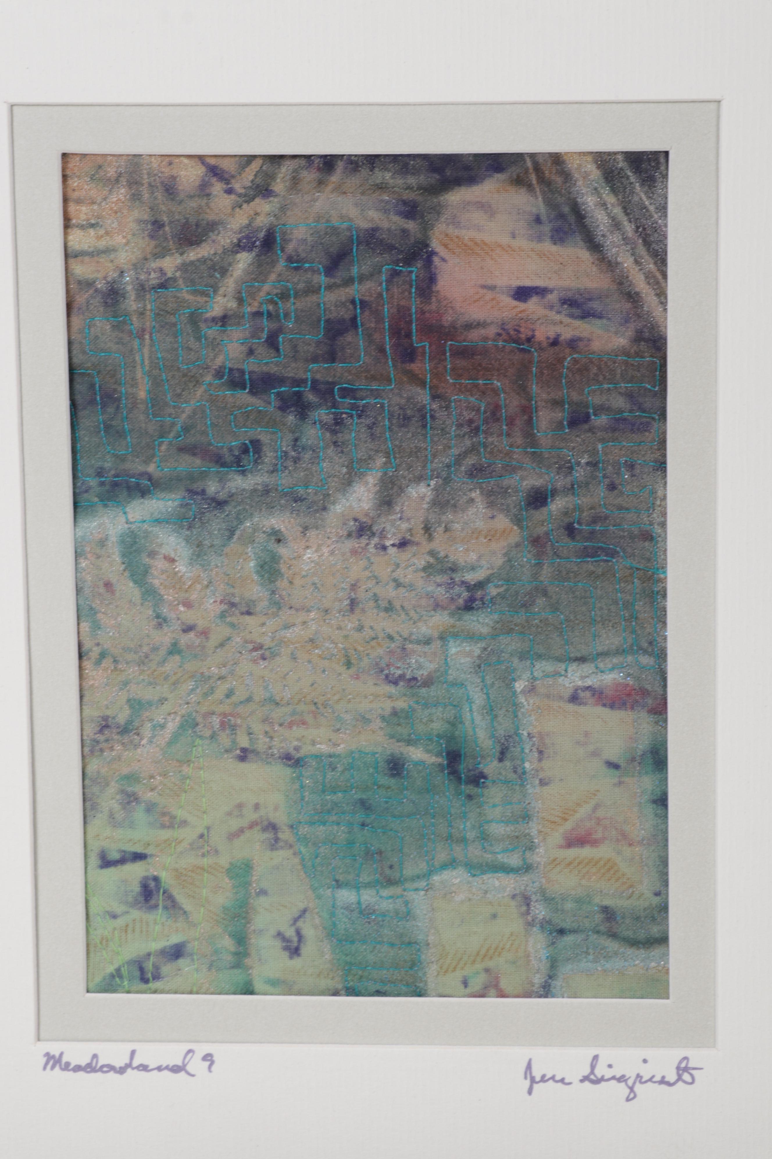 Jen Siegrist Mixed Media Textile Panels "Vine 26" and "Meadowland 9 & 11"