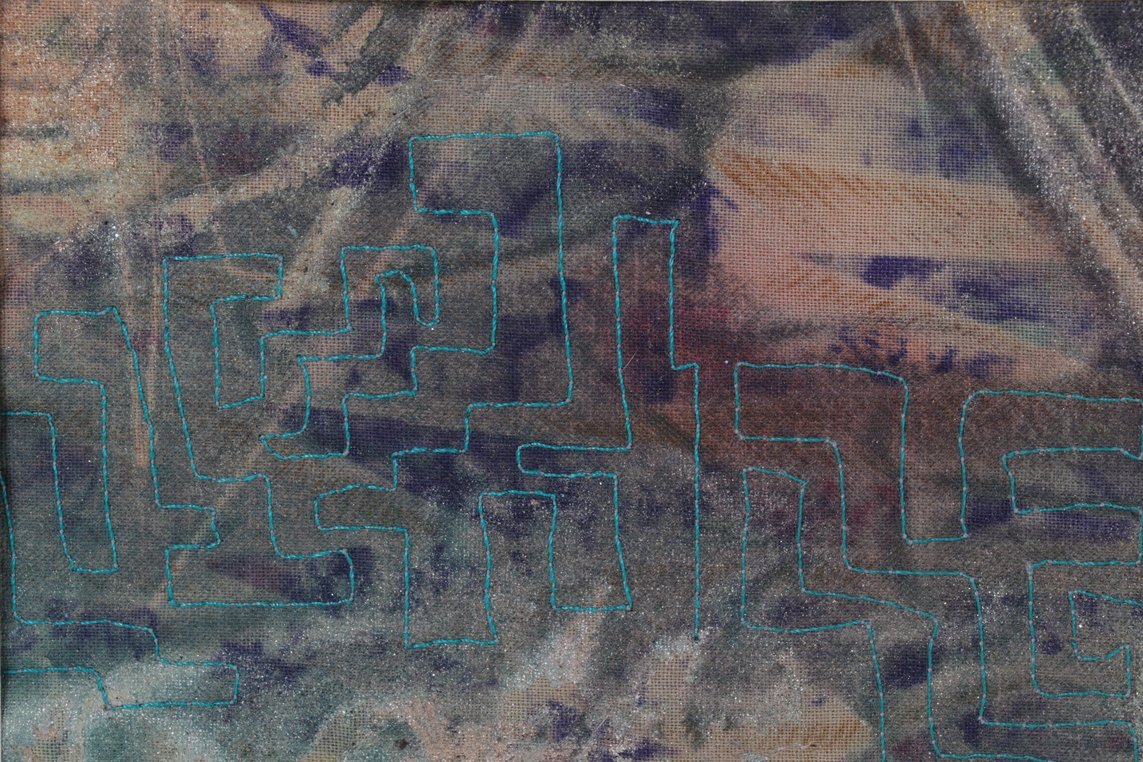 Jen Siegrist Mixed Media Textile Panels "Vine 26" and "Meadowland 9 & 11"