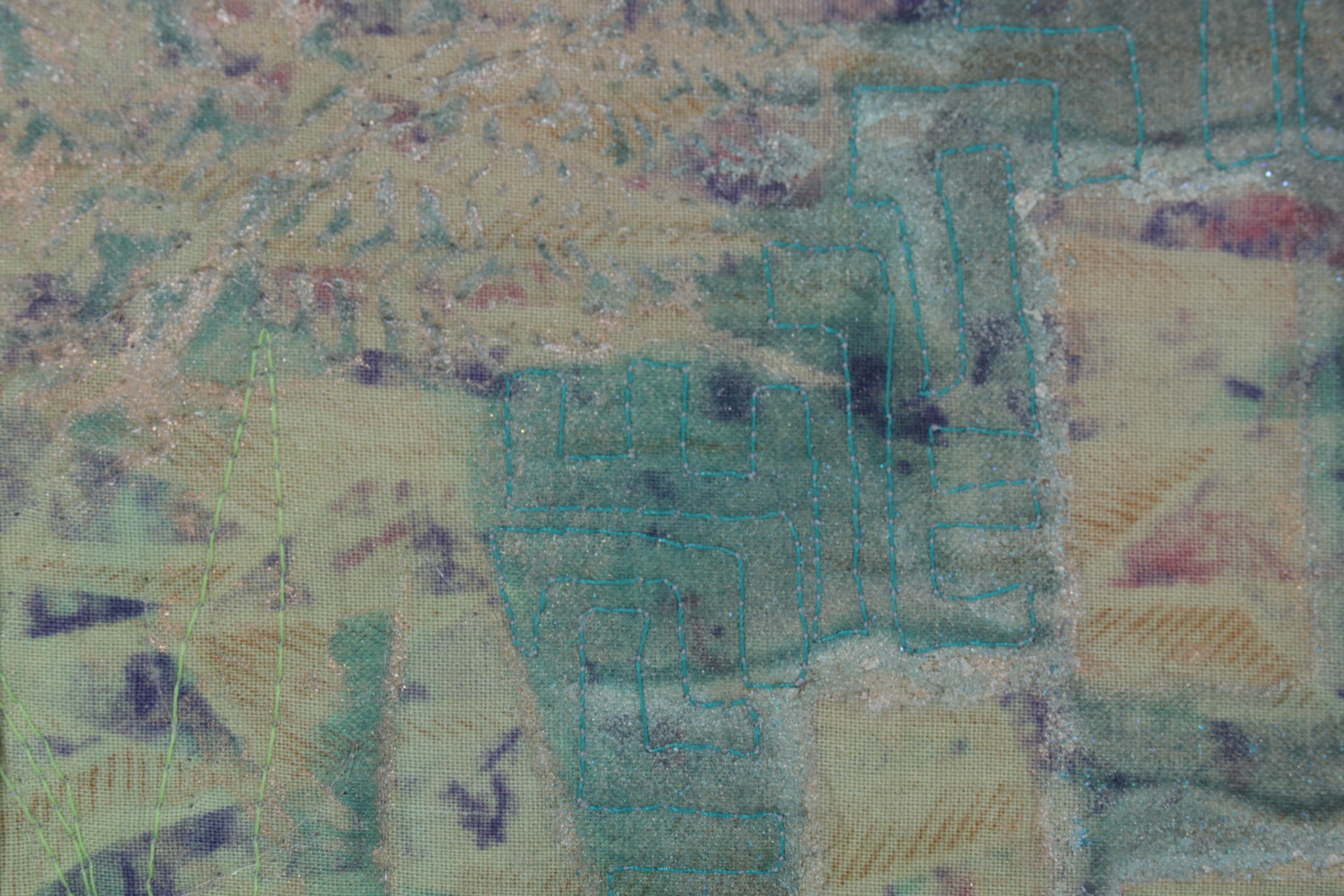 Jen Siegrist Mixed Media Textile Panels "Vine 26" and "Meadowland 9 & 11"