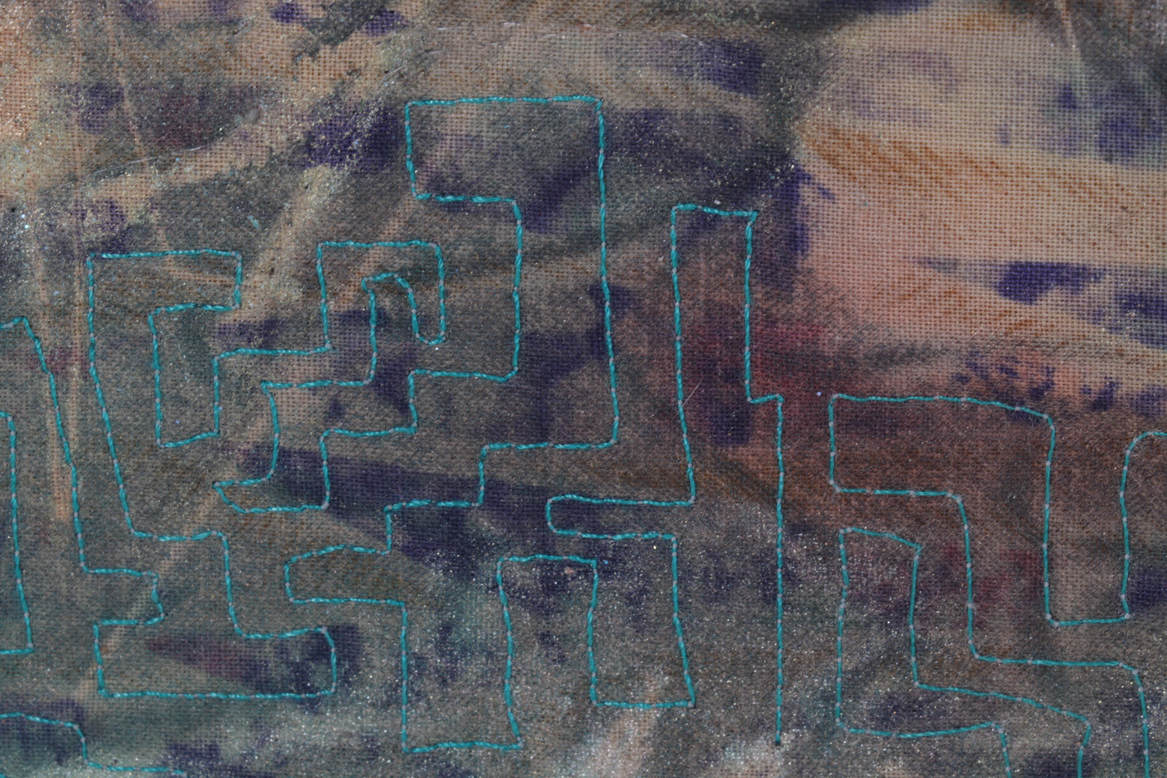 Jen Siegrist Mixed Media Textile Panels "Vine 26" and "Meadowland 9 & 11"